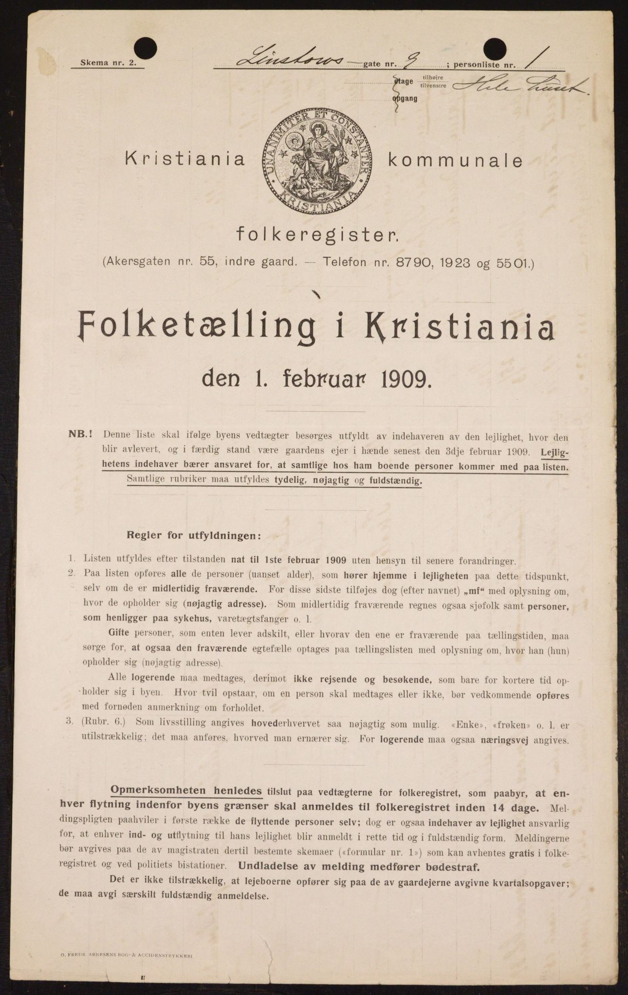 OBA, Kommunal folketelling 1.2.1909 for Kristiania kjøpstad, 1909, s. 52683