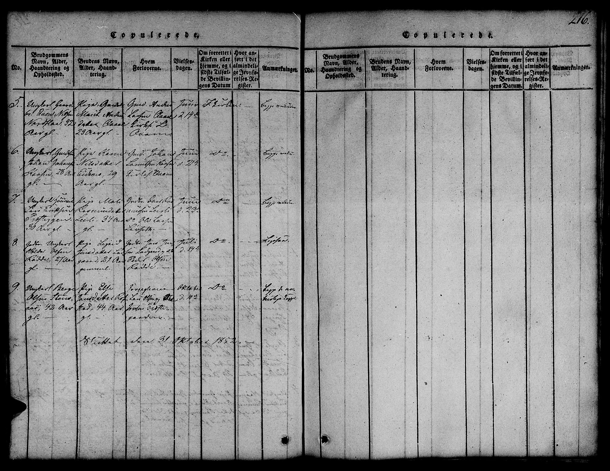 Ministerialprotokoller, klokkerbøker og fødselsregistre - Sør-Trøndelag, SAT/A-1456/691/L1092: Klokkerbok nr. 691C03, 1816-1852, s. 216