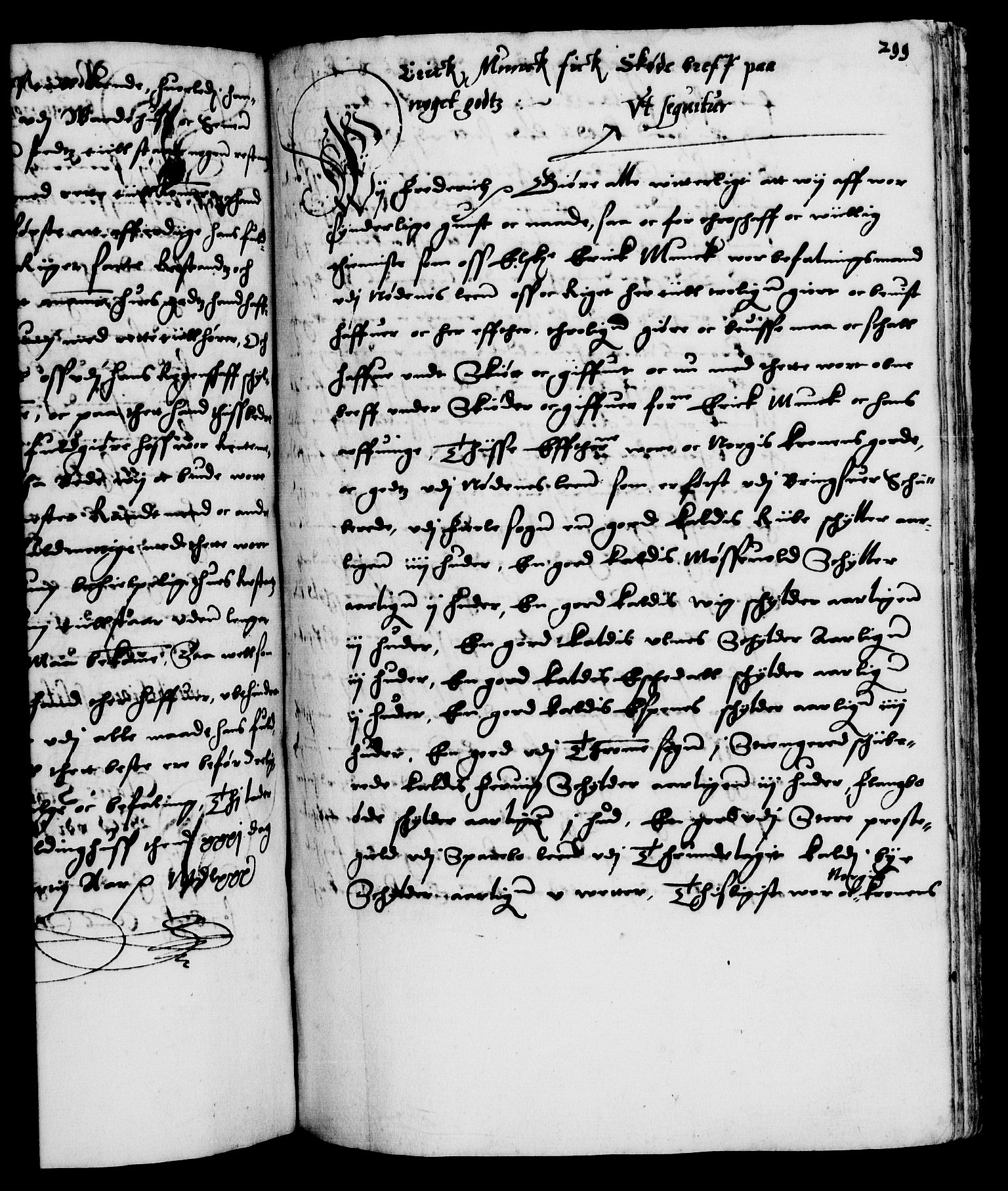 Danske Kanselli 1572-1799, RA/EA-3023/F/Fc/Fca/Fcaa/L0001: Norske registre (mikrofilm), 1572-1588, s. 299a