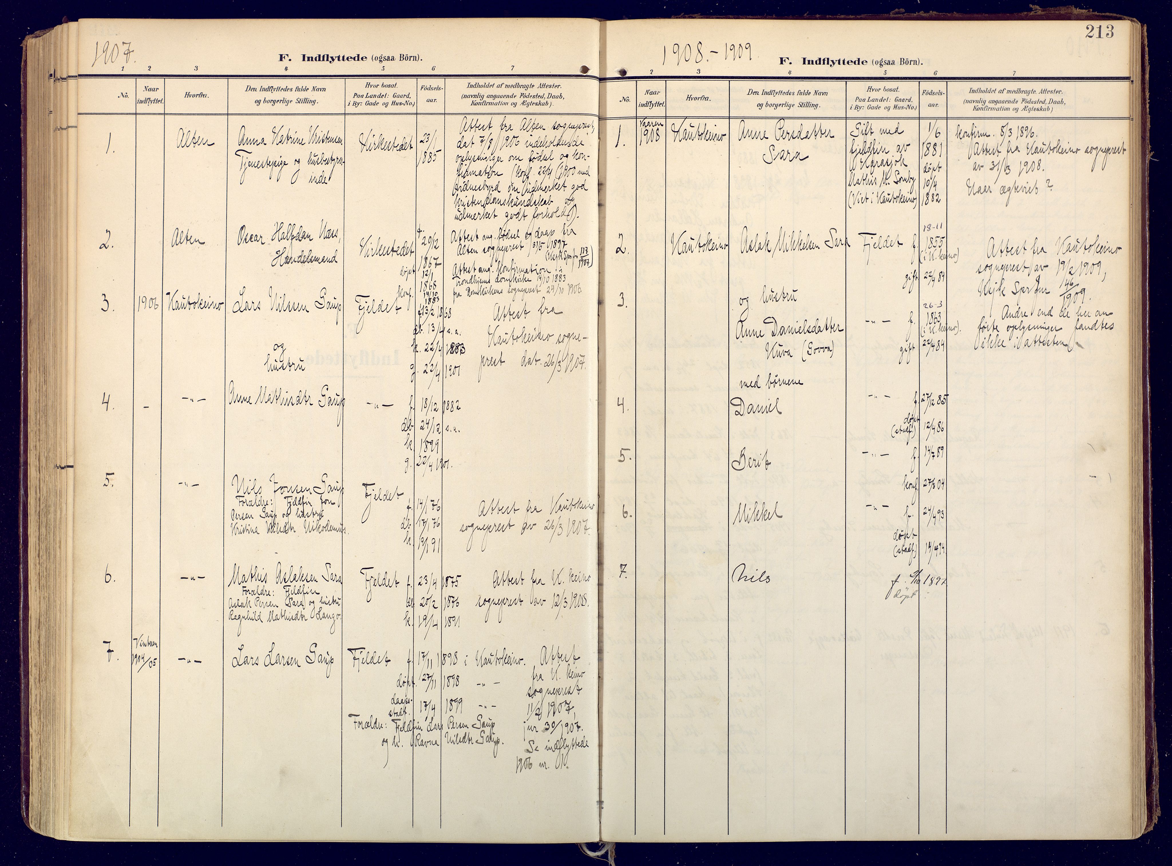 Karasjok sokneprestkontor, AV/SATØ-S-1352/H/Ha: Ministerialbok nr. 3, 1907-1926, s. 213
