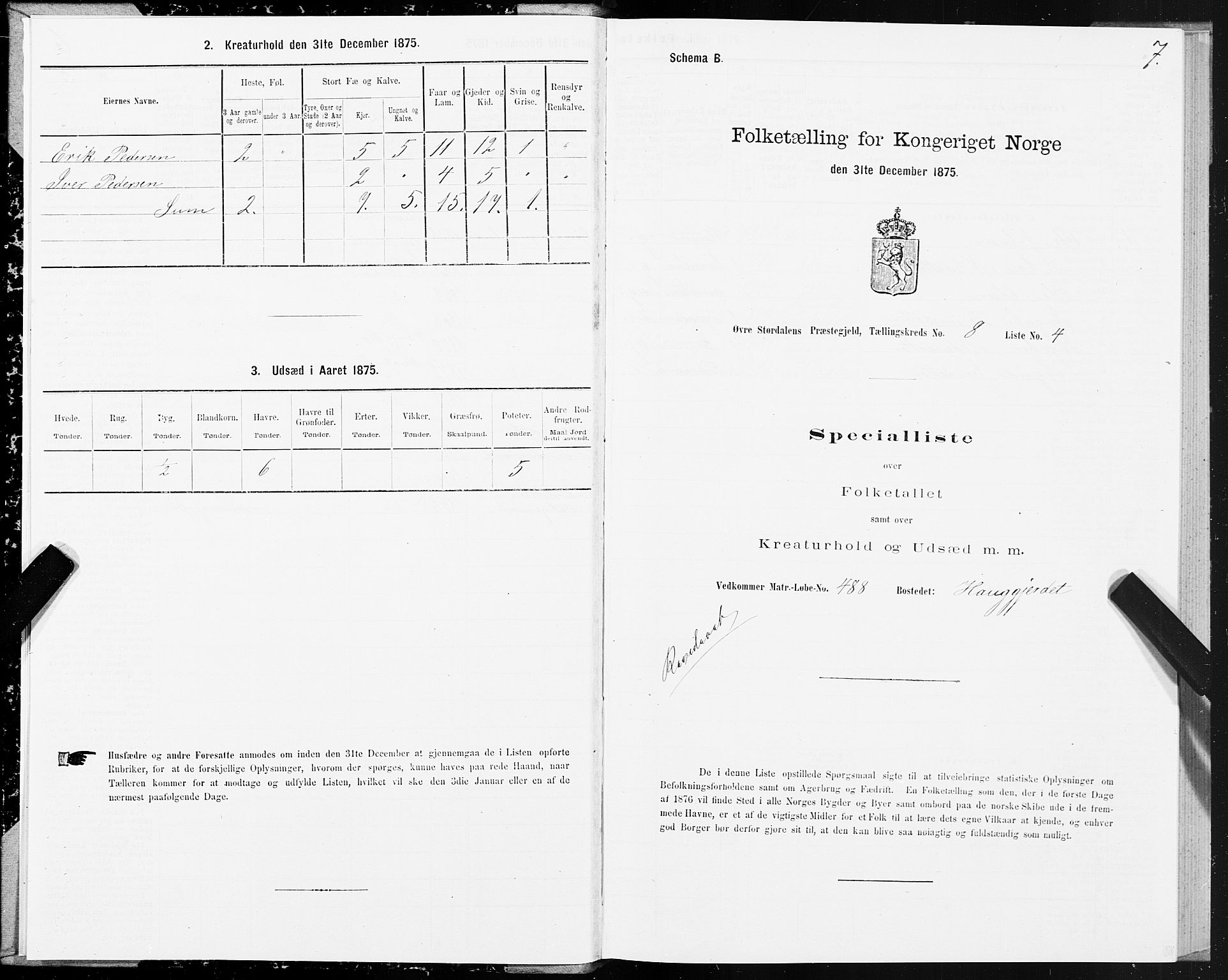 SAT, Folketelling 1875 for 1711P Øvre Stjørdal prestegjeld, 1875, s. 5007