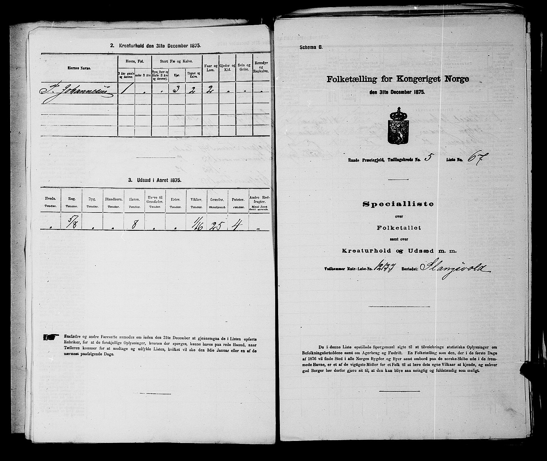 RA, Folketelling 1875 for 0135P Råde prestegjeld, 1875, s. 985