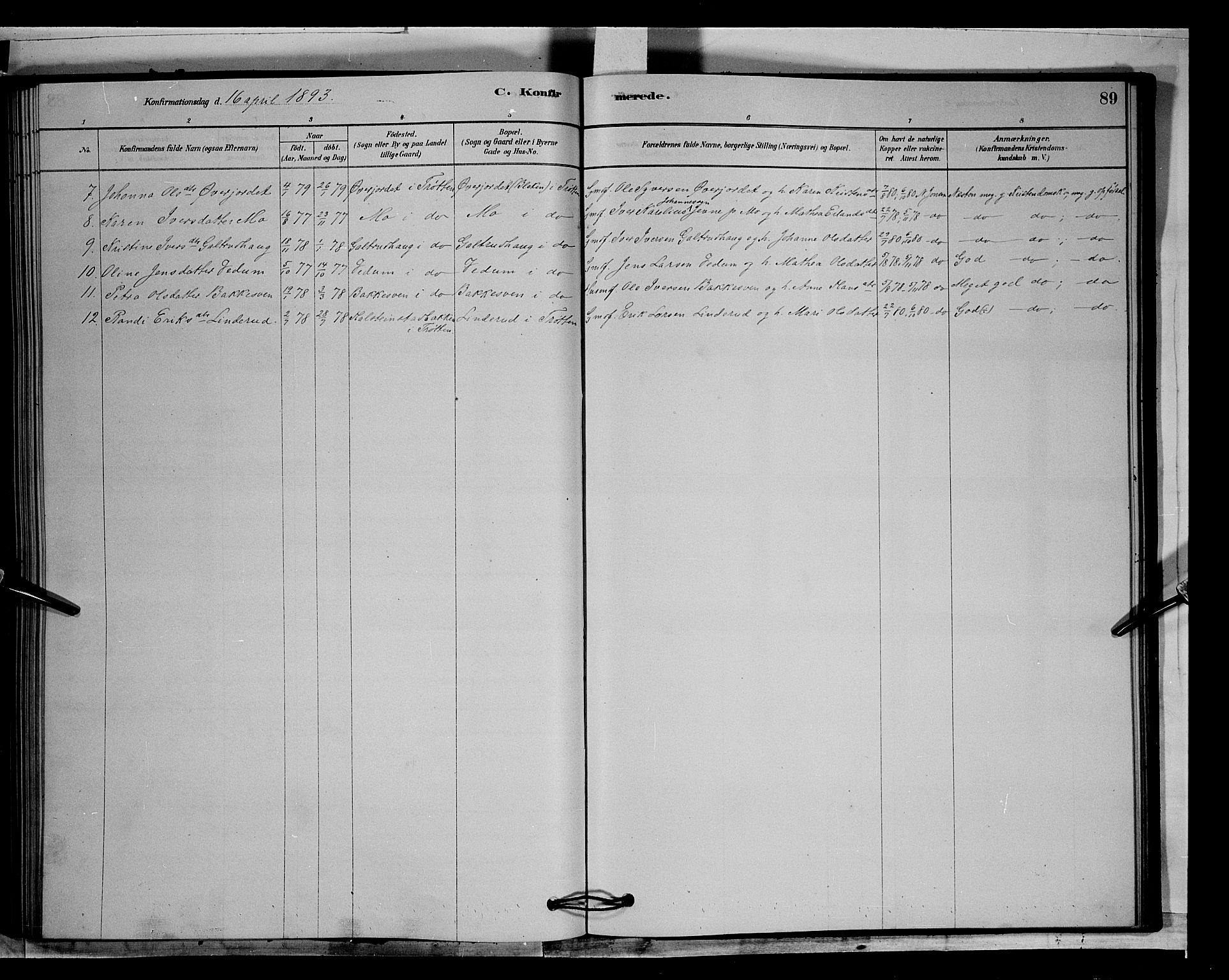 Øyer prestekontor, AV/SAH-PREST-084/H/Ha/Hab/L0003: Klokkerbok nr. 3, 1878-1893, s. 89