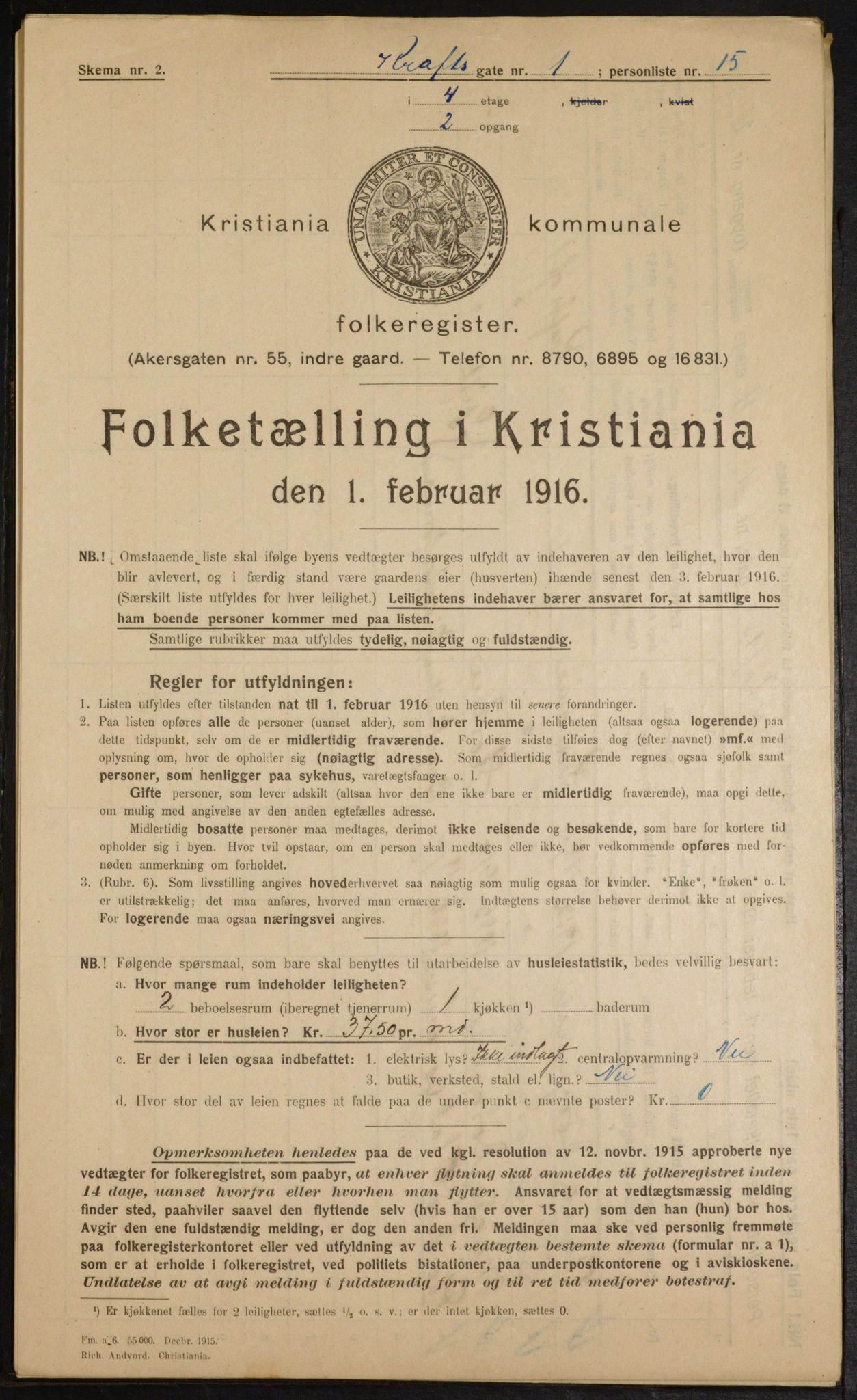 OBA, Kommunal folketelling 1.2.1916 for Kristiania, 1916, s. 55054