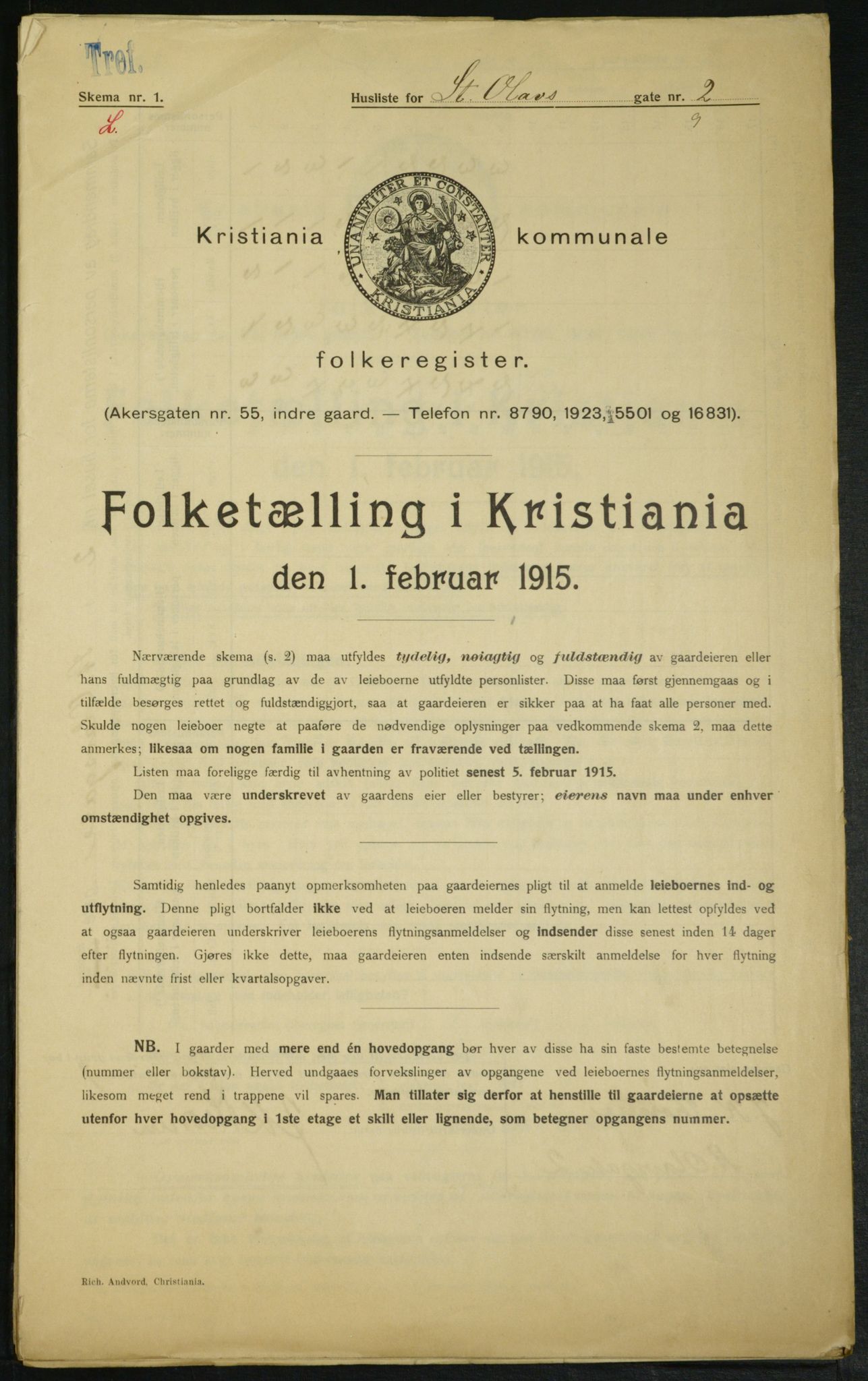 OBA, Kommunal folketelling 1.2.1915 for Kristiania, 1915, s. 87603