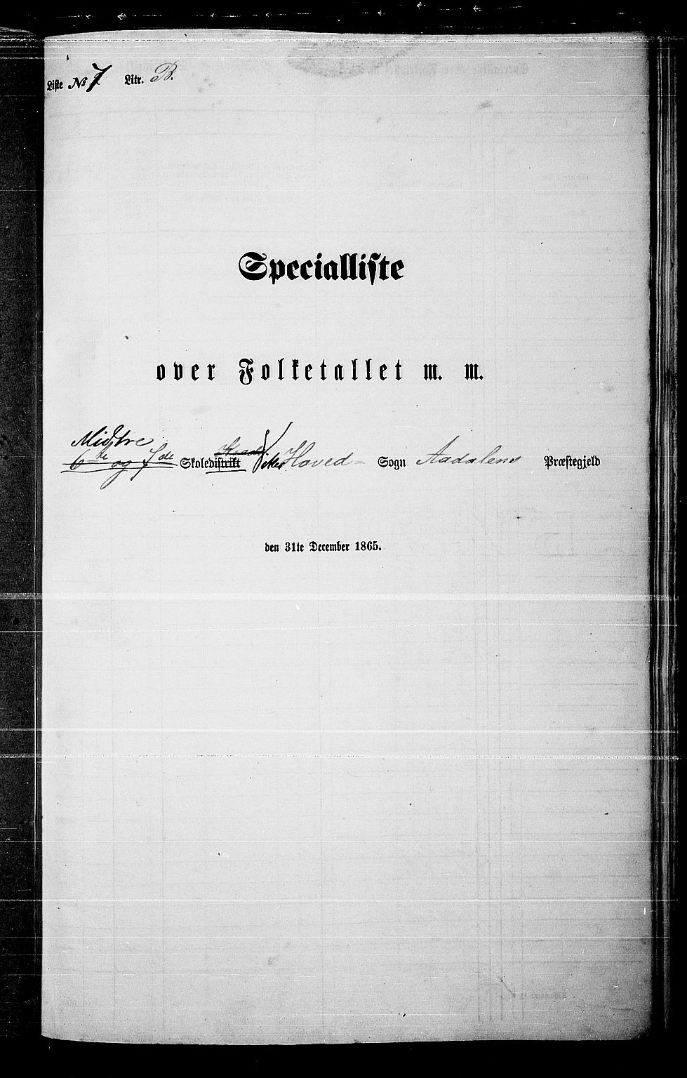 RA, Folketelling 1865 for 0614P Ådal prestegjeld, 1865, s. 69