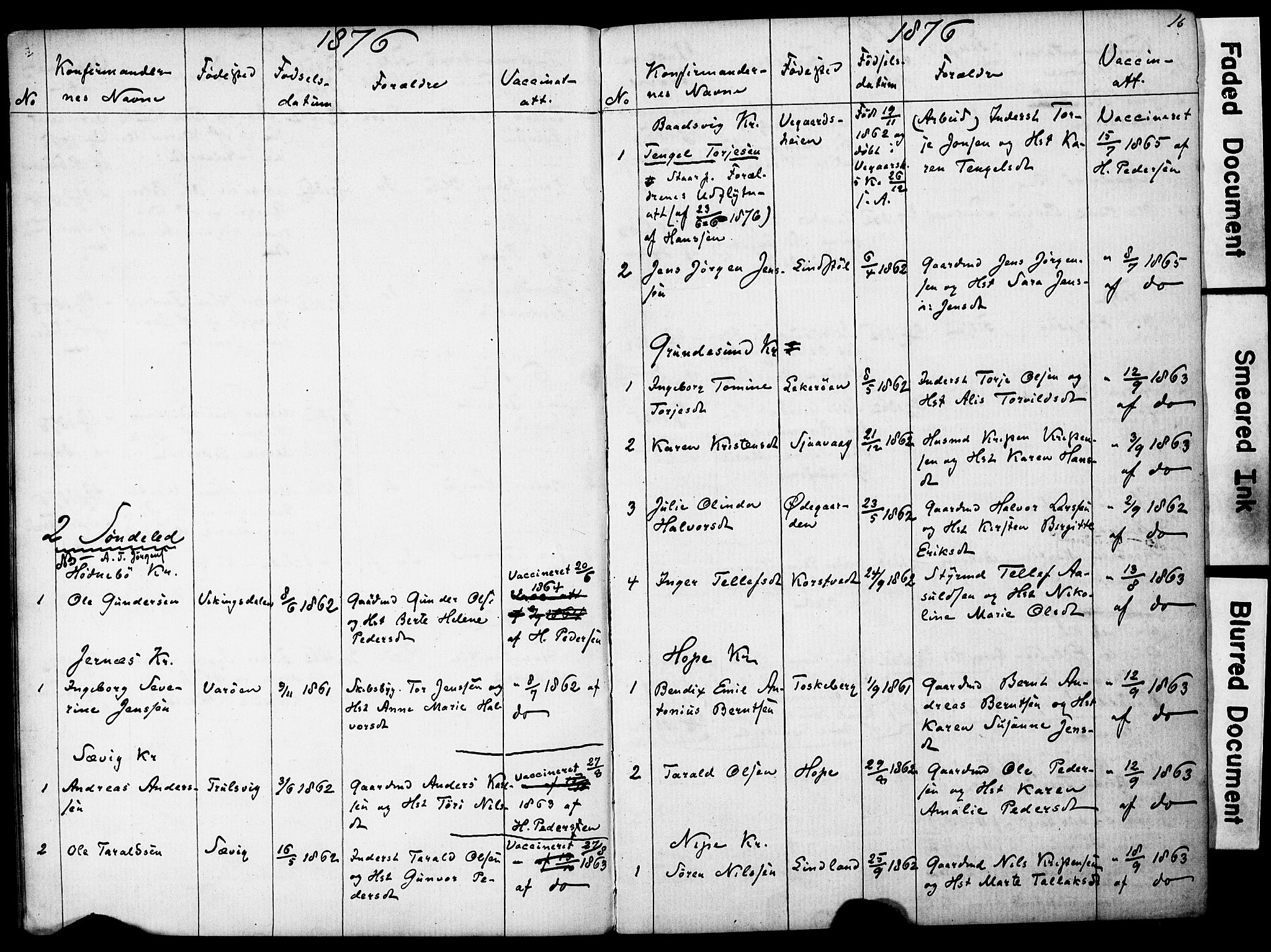 Risør sokneprestkontor, AV/SAK-1111-0035/F/Fe/L0002: Lysningsprotokoll nr. A VI 2, 1875-1881, s. 16