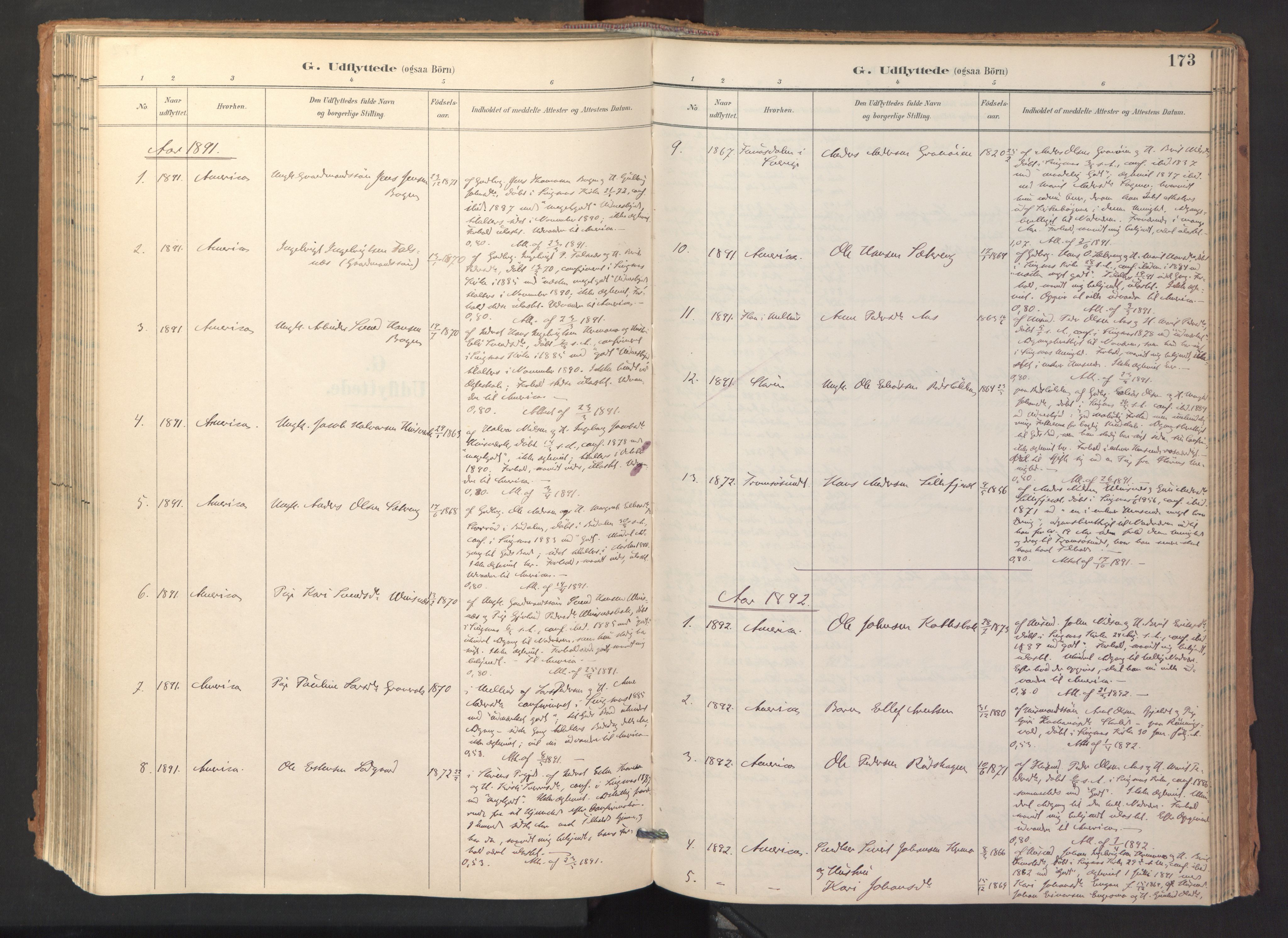 Ministerialprotokoller, klokkerbøker og fødselsregistre - Sør-Trøndelag, AV/SAT-A-1456/688/L1025: Ministerialbok nr. 688A02, 1891-1909, s. 173