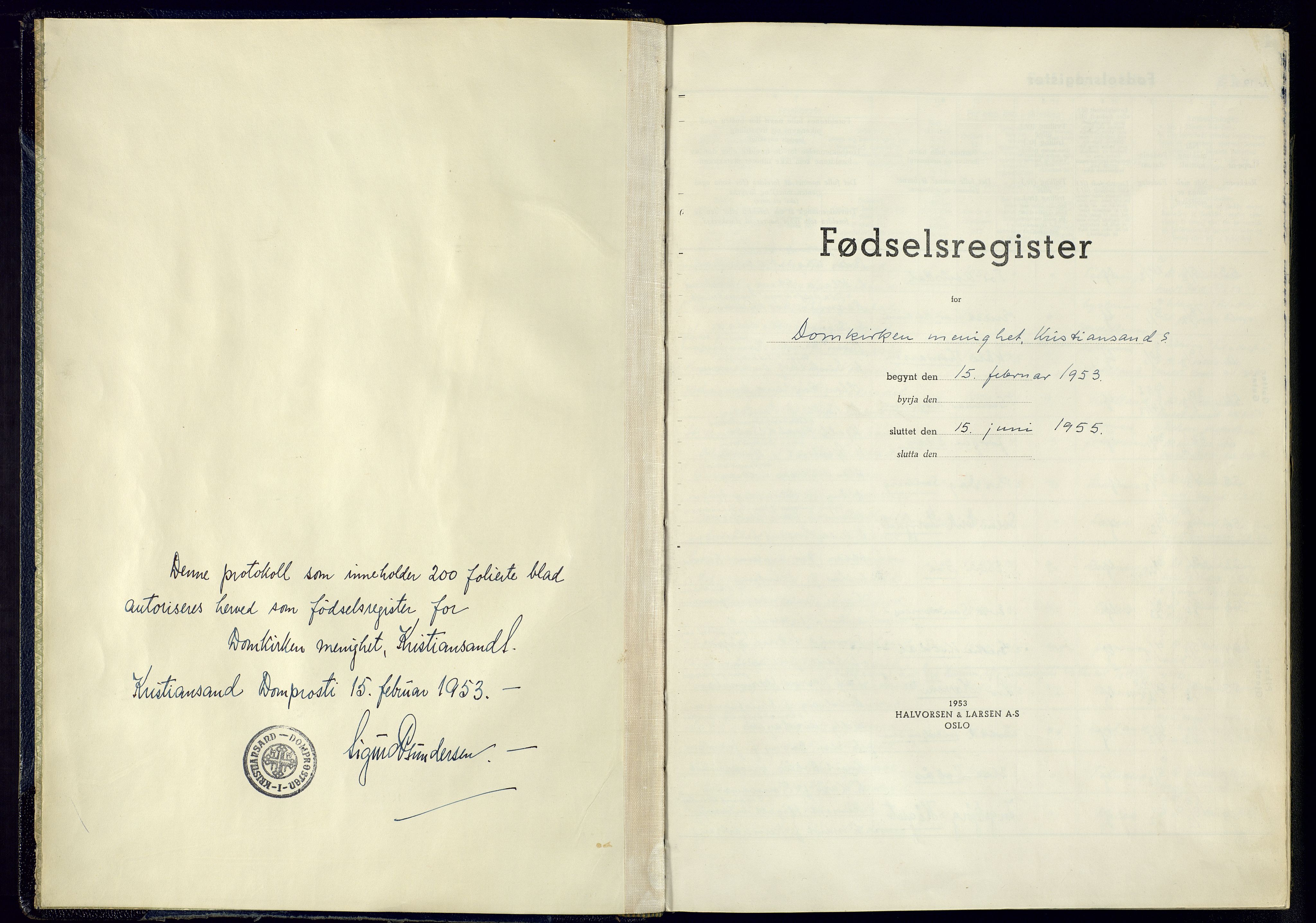 Kristiansand domprosti, SAK/1112-0006/J/Jc/L0010: Fødselsregister nr. A-VI-54, 1953-1955