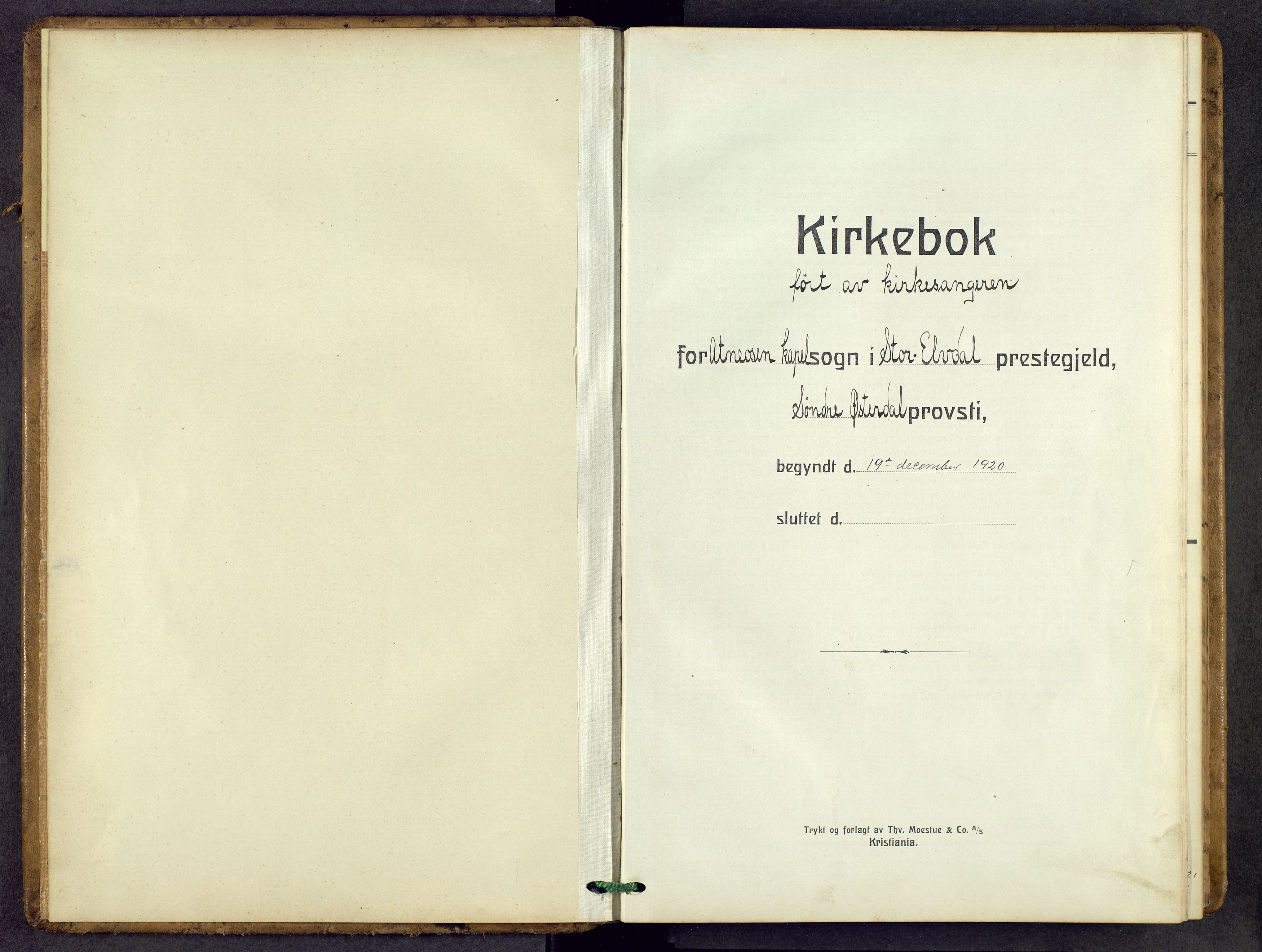 Stor-Elvdal prestekontor, SAH/PREST-052/H/Ha/Hab/L0007: Klokkerbok nr. 7, 1921-1959