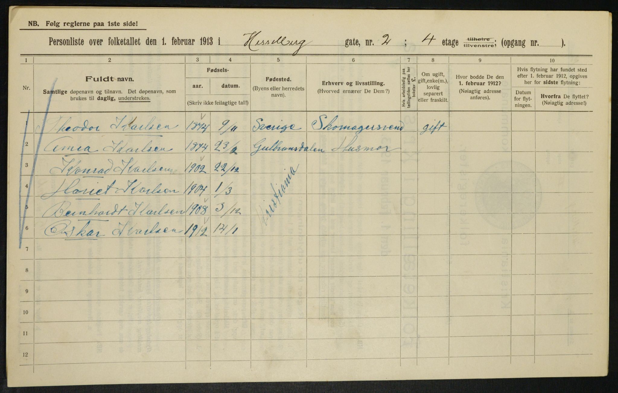 OBA, Kommunal folketelling 1.2.1913 for Kristiania, 1913, s. 39678