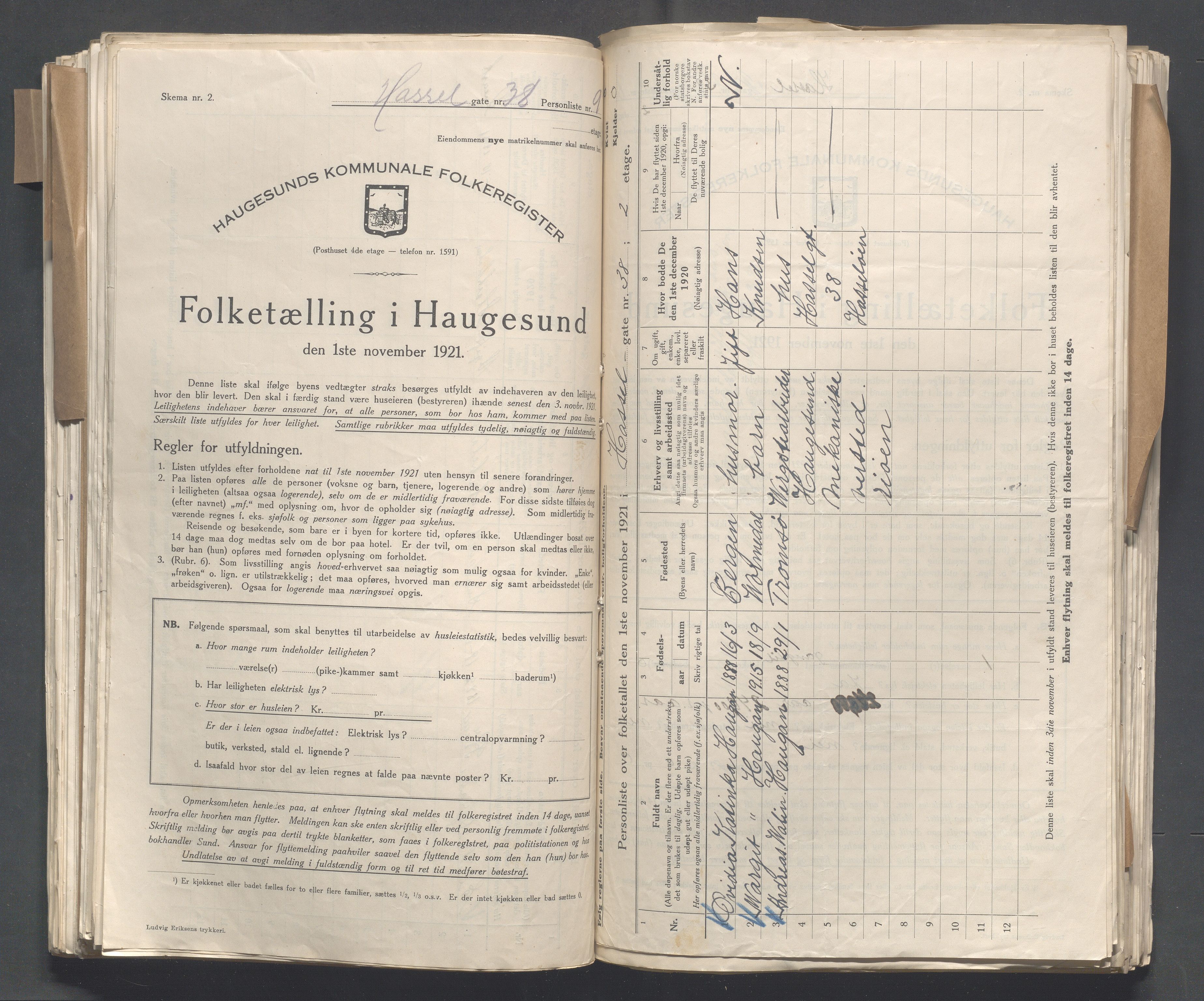 IKAR, Kommunal folketelling 1.11.1921 for Haugesund, 1921, s. 6064