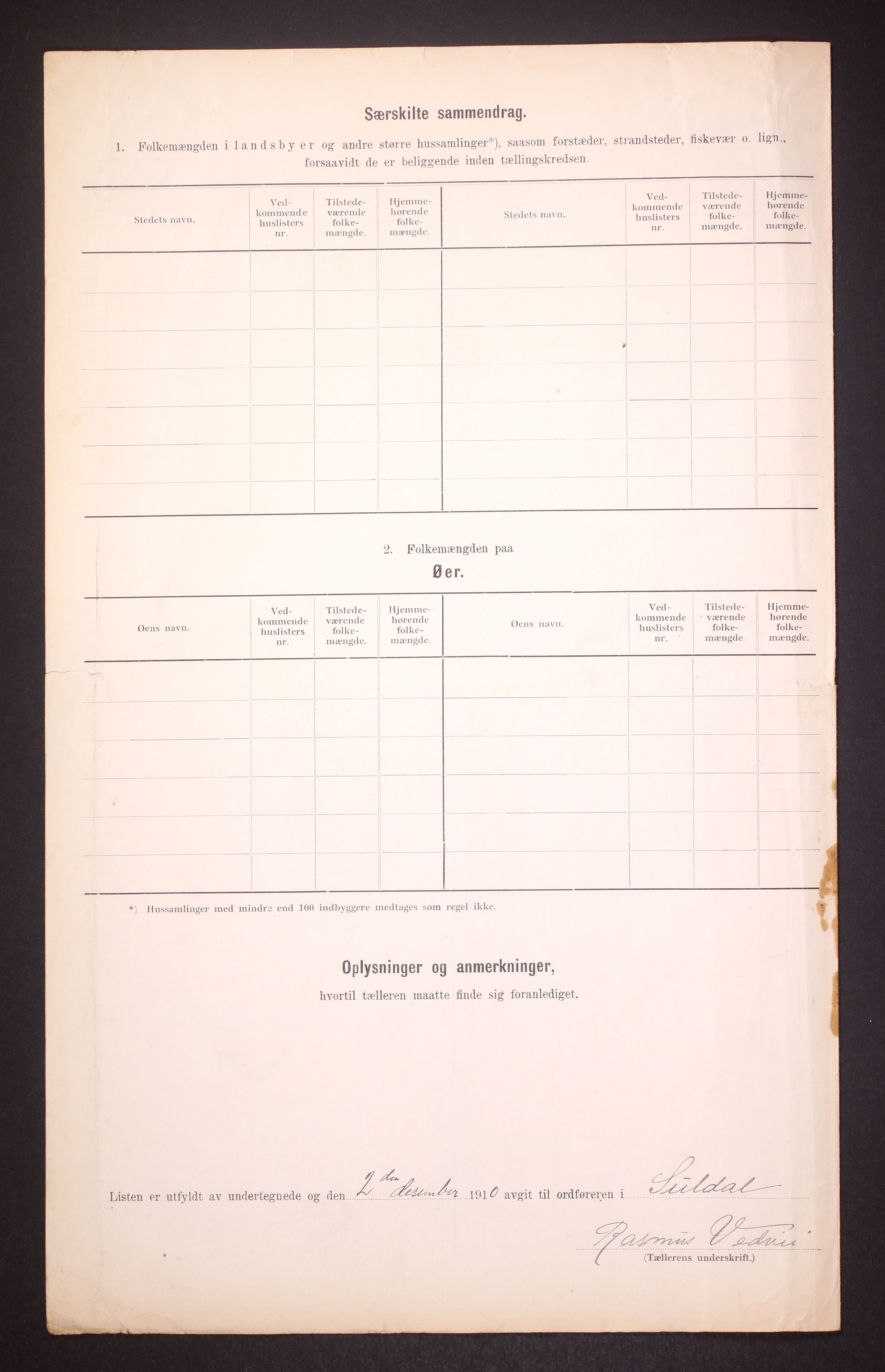 RA, Folketelling 1910 for 1134 Suldal herred, 1910, s. 6