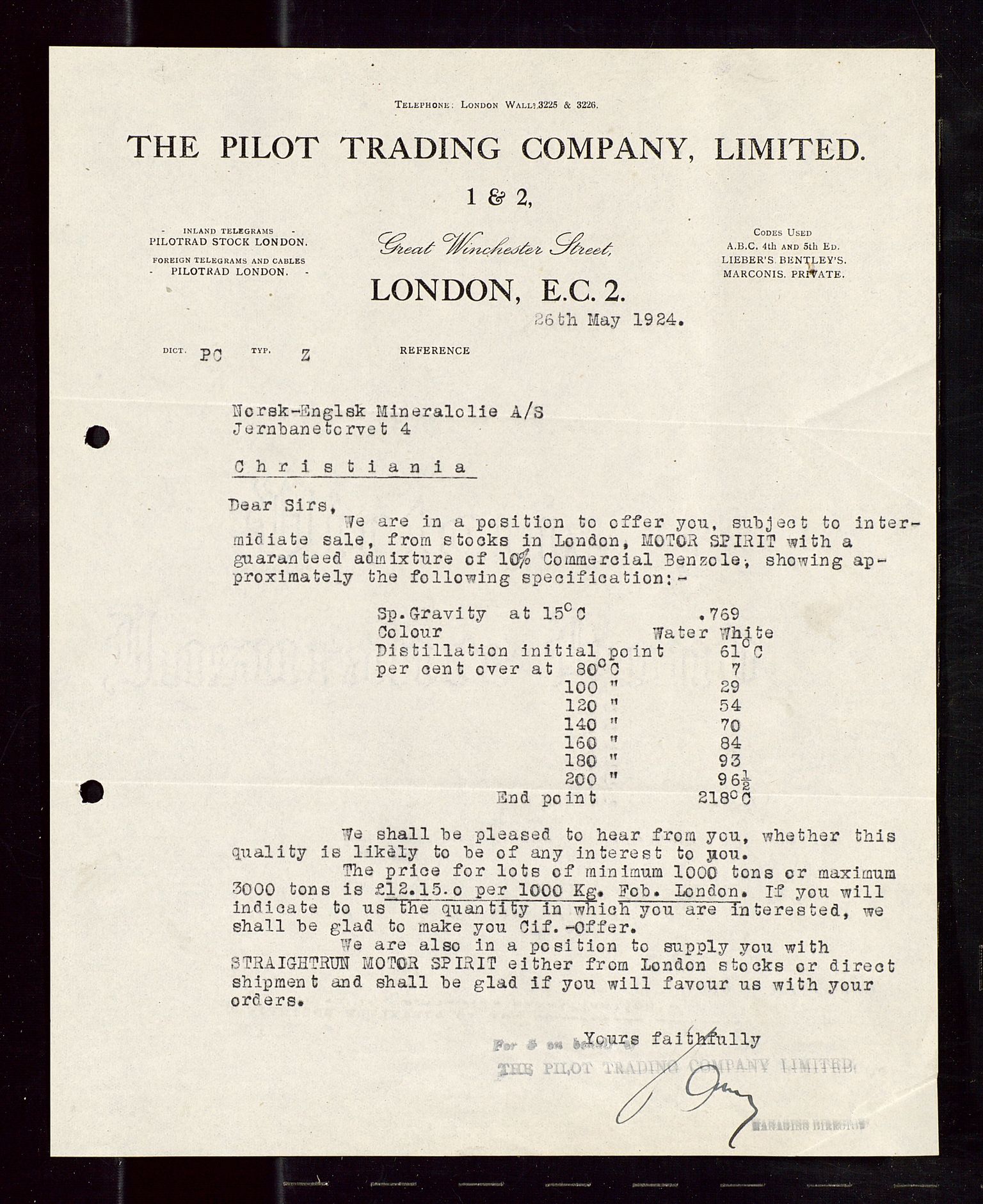 Pa 1521 - A/S Norske Shell, SAST/A-101915/E/Ea/Eaa/L0013: Sjefskorrespondanse, 1924, s. 83