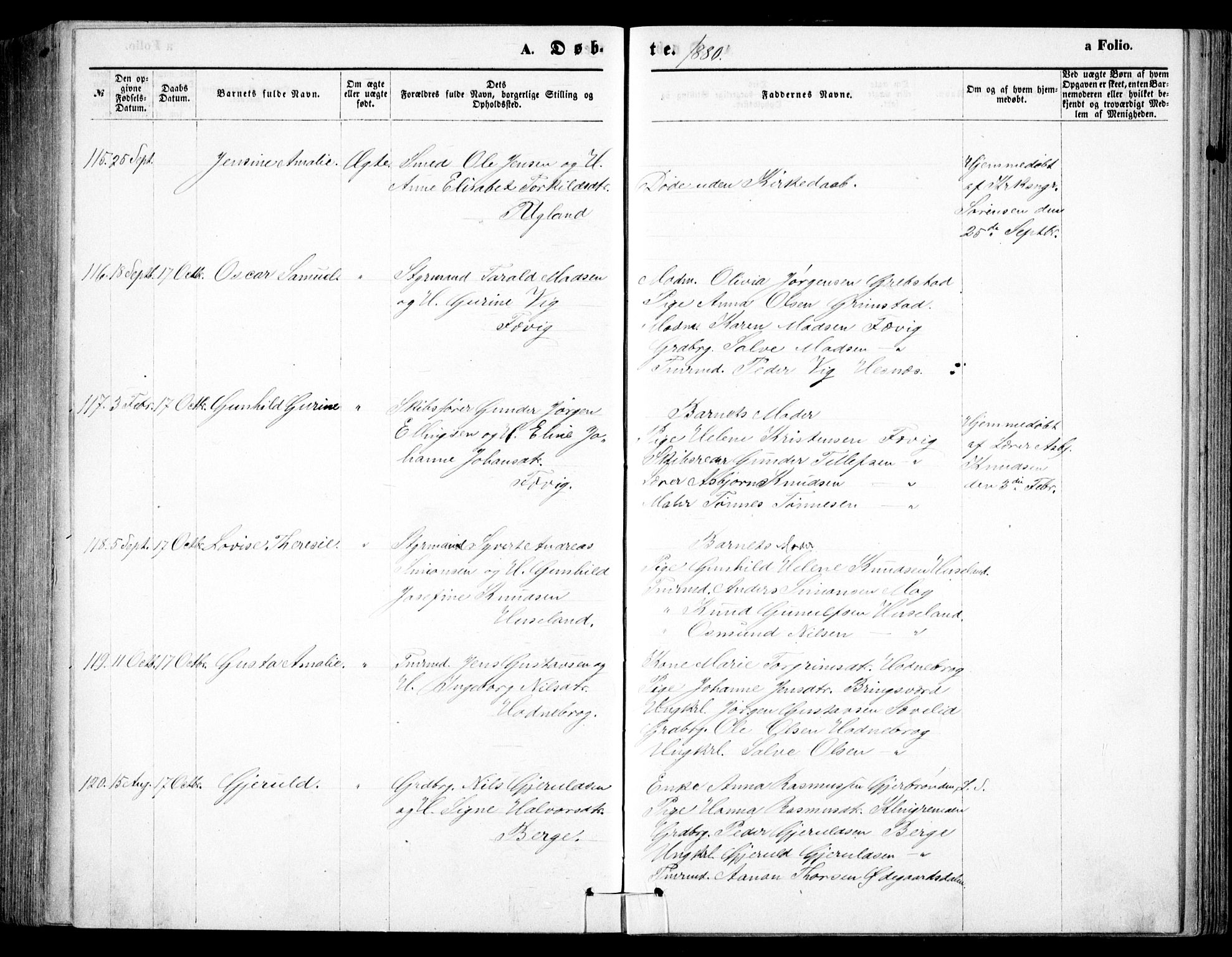 Fjære sokneprestkontor, AV/SAK-1111-0011/F/Fb/L0010: Klokkerbok nr. B 10, 1871-1880, s. 287