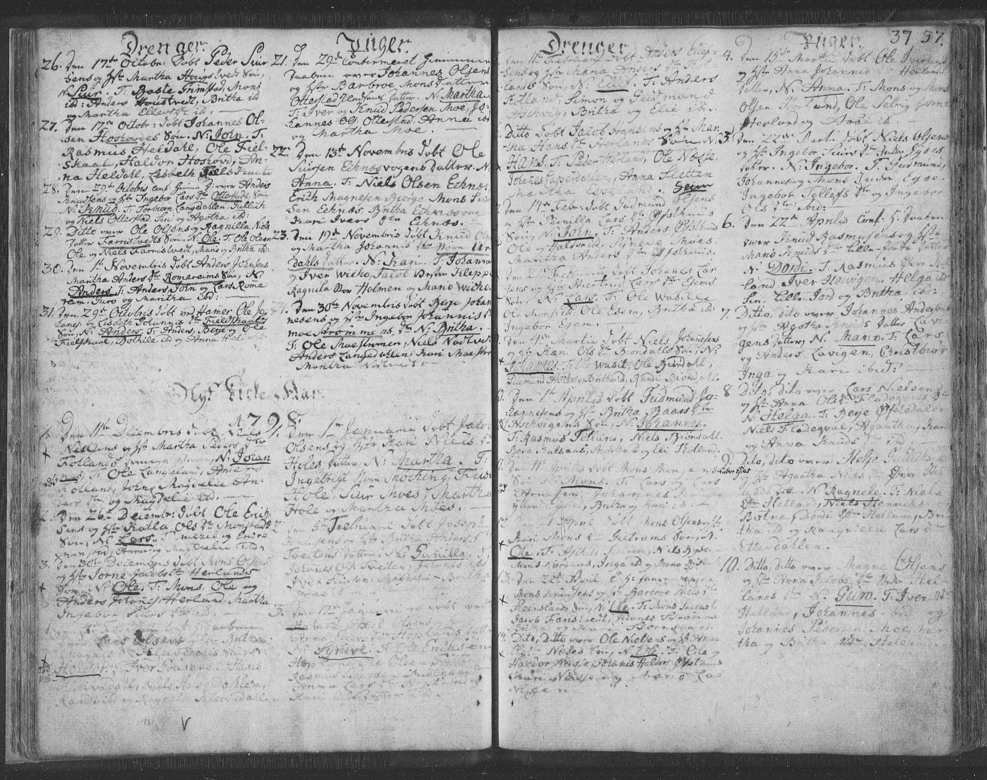 Hosanger sokneprestembete, AV/SAB-A-75801/H/Haa: Ministerialbok nr. A 3, 1793-1811, s. 36b-37a