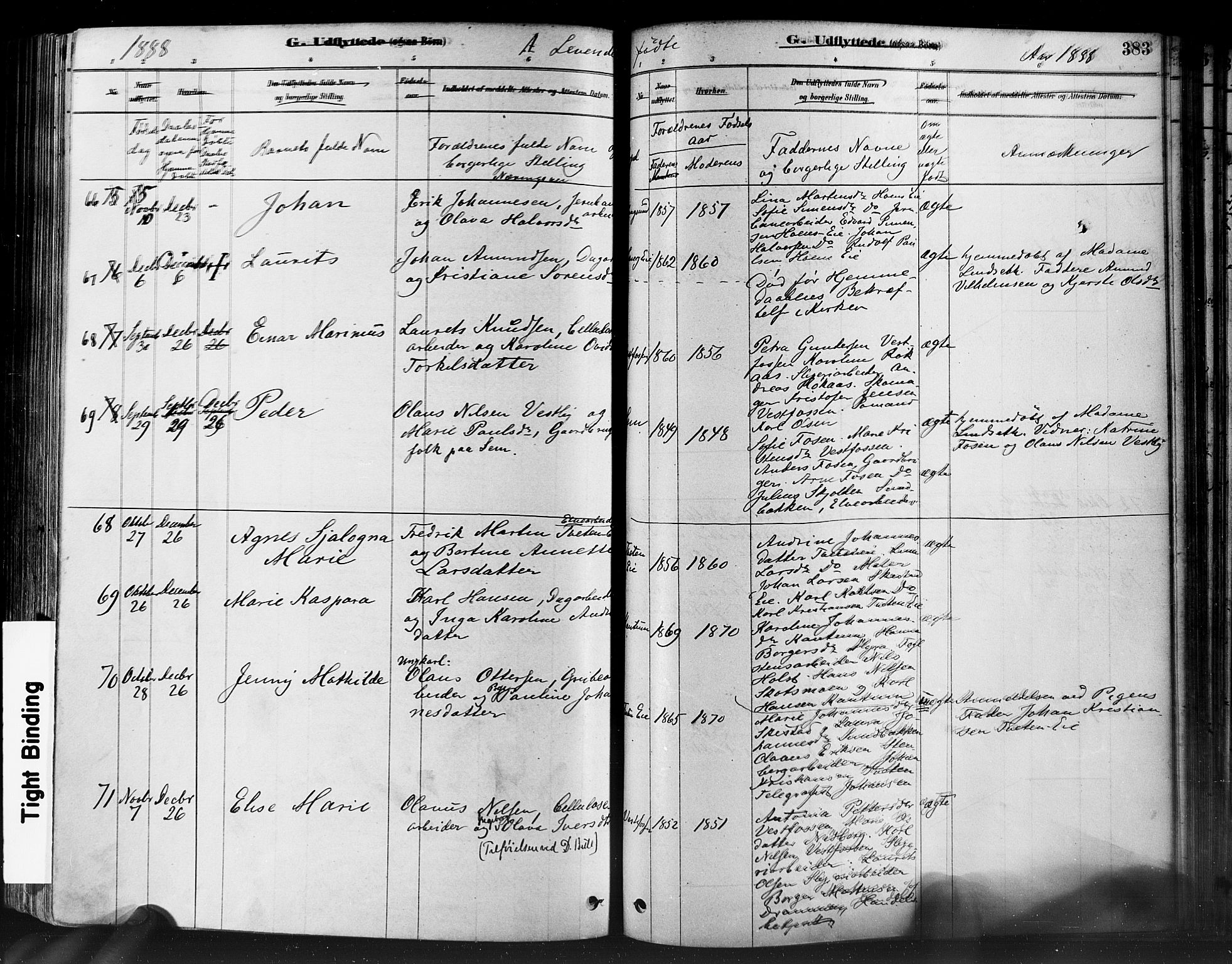 Eiker kirkebøker, AV/SAKO-A-4/F/Fb/L0001: Ministerialbok nr. II 1, 1878-1888, s. 383