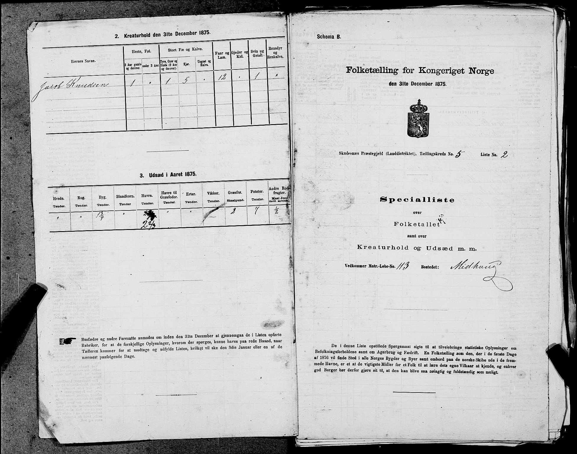 SAST, Folketelling 1875 for 1150L Skudenes prestegjeld, Falnes sokn, Åkra sokn og Ferkingstad sokn, 1875, s. 572