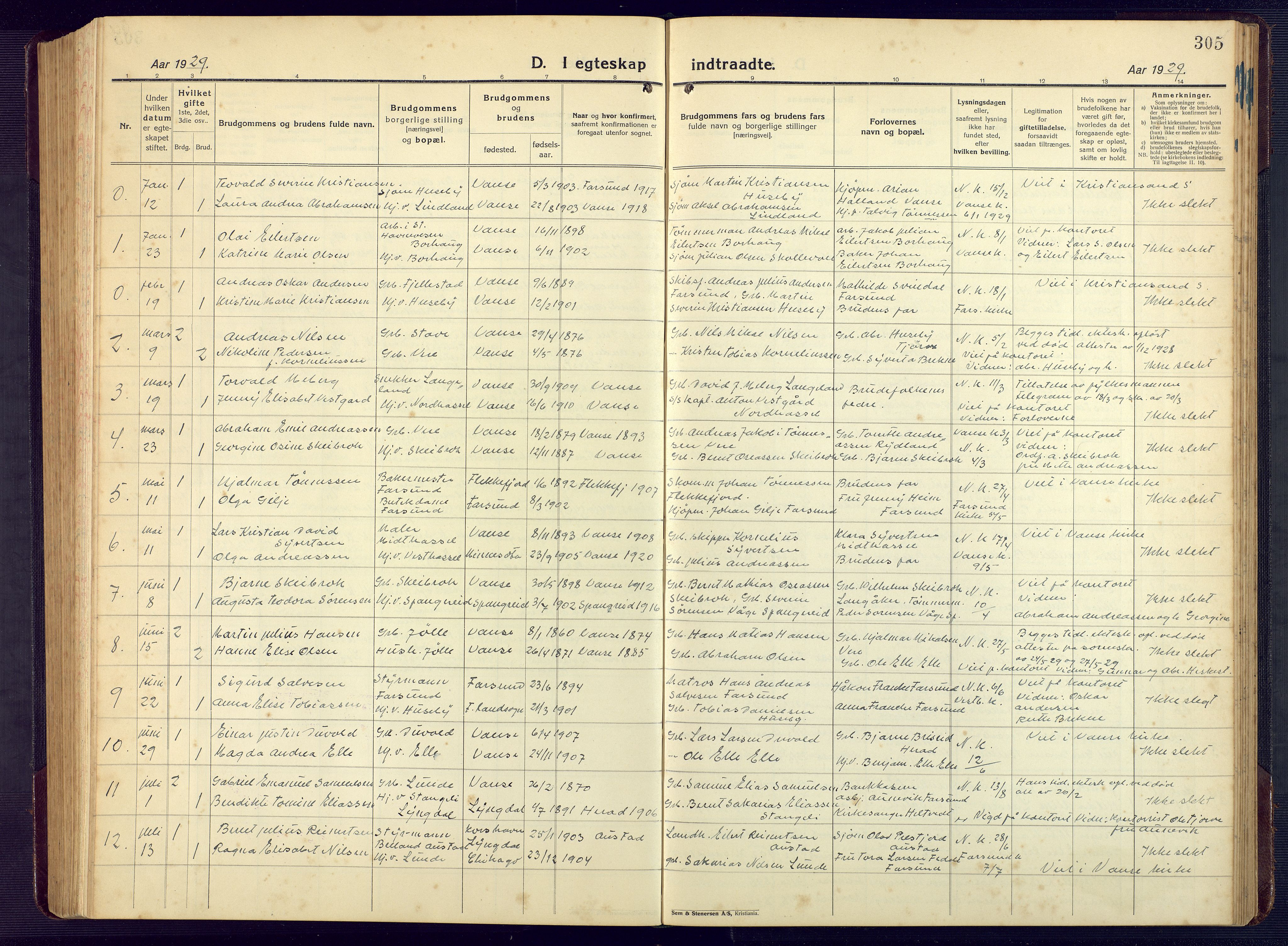 Lista sokneprestkontor, SAK/1111-0027/F/Fb/L0006: Klokkerbok nr. B 6, 1924-1947, s. 305