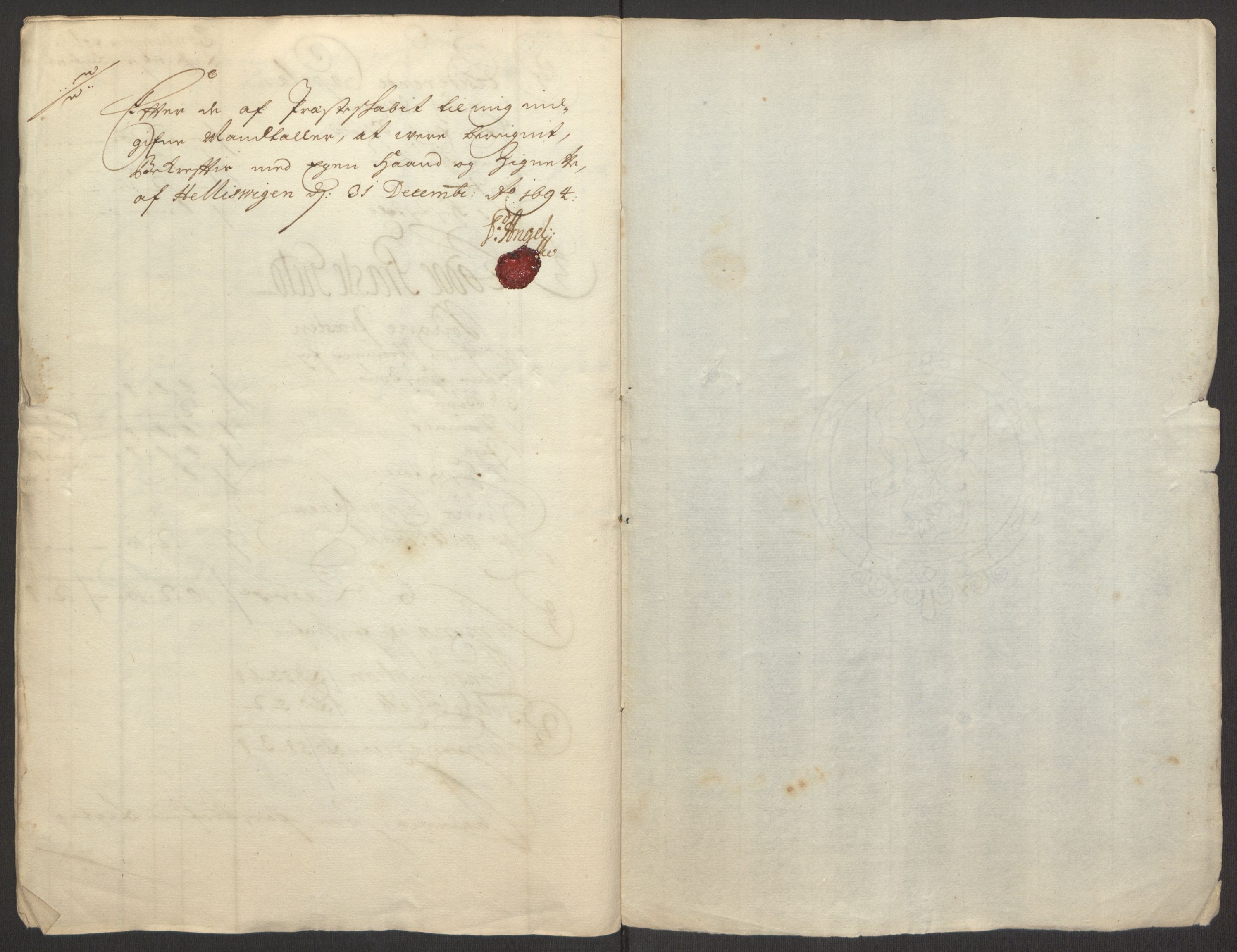 Rentekammeret inntil 1814, Reviderte regnskaper, Fogderegnskap, RA/EA-4092/R65/L4505: Fogderegnskap Helgeland, 1693-1696, s. 268