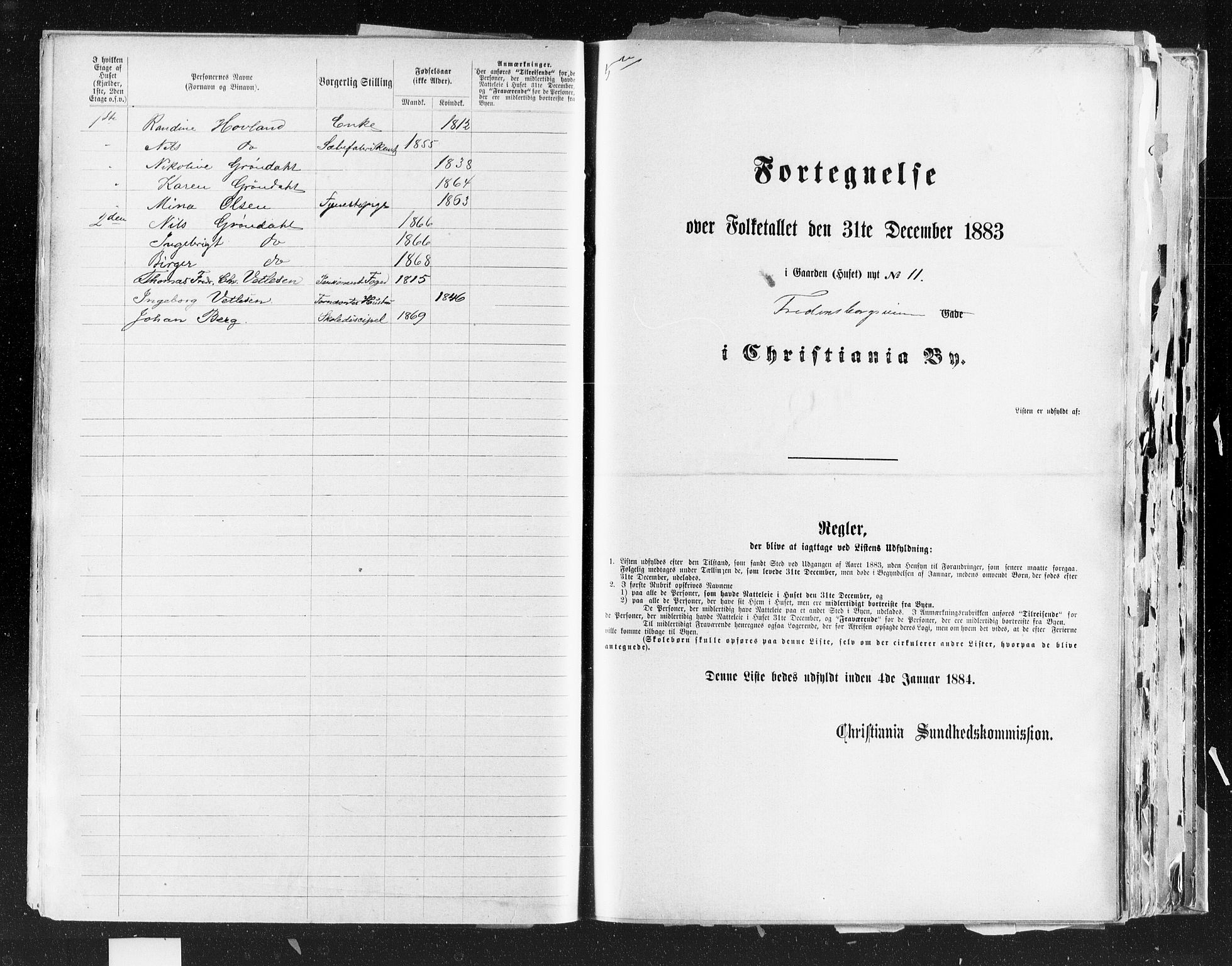 OBA, Kommunal folketelling 31.12.1883 for Kristiania kjøpstad, 1883, s. 1099