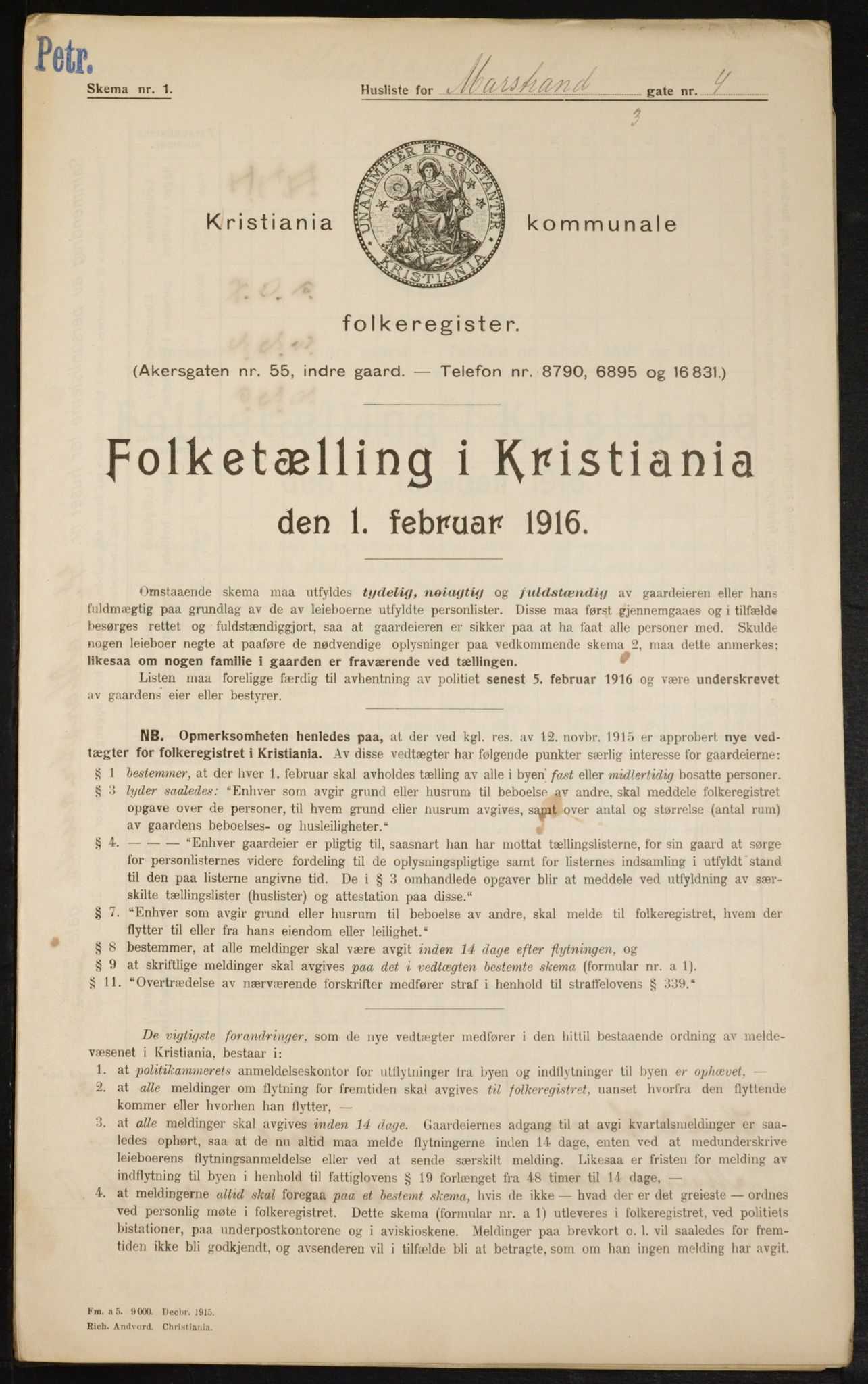 OBA, Kommunal folketelling 1.2.1916 for Kristiania, 1916, s. 66346