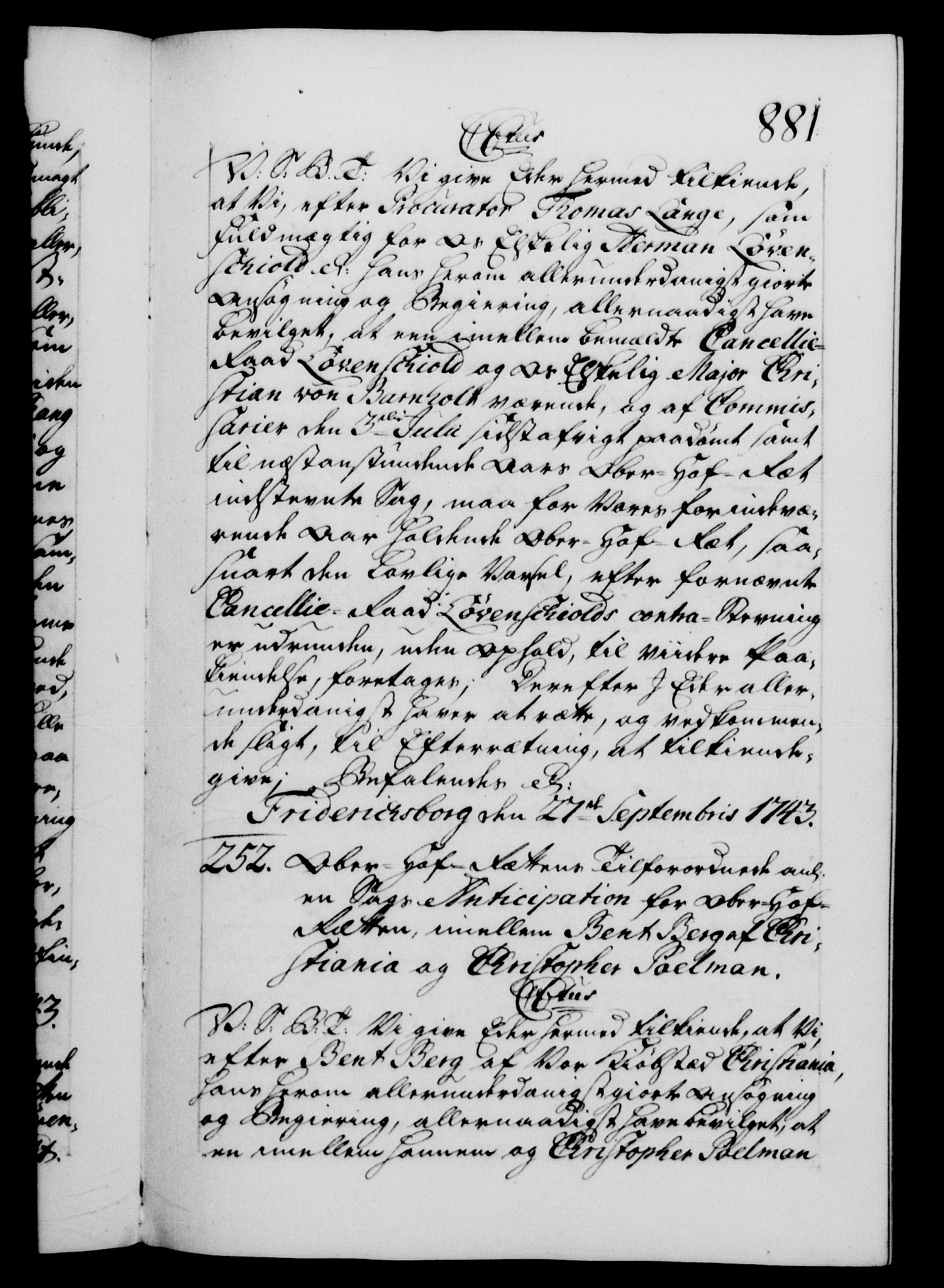 Danske Kanselli 1572-1799, AV/RA-EA-3023/F/Fc/Fca/Fcab/L0029: Norske tegnelser, 1741-1743, s. 881a