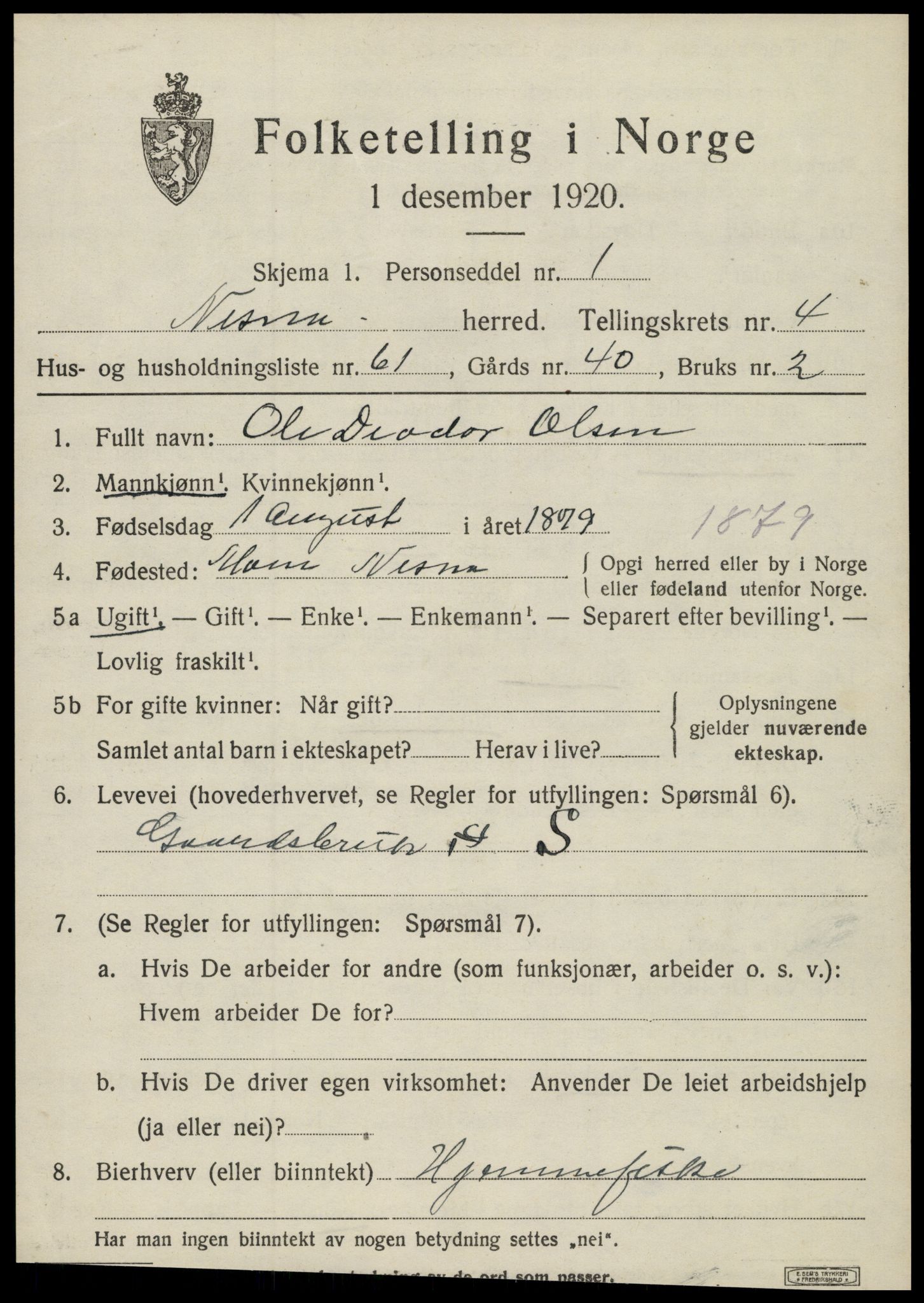 SAT, Folketelling 1920 for 1828 Nesna herred, 1920, s. 3869