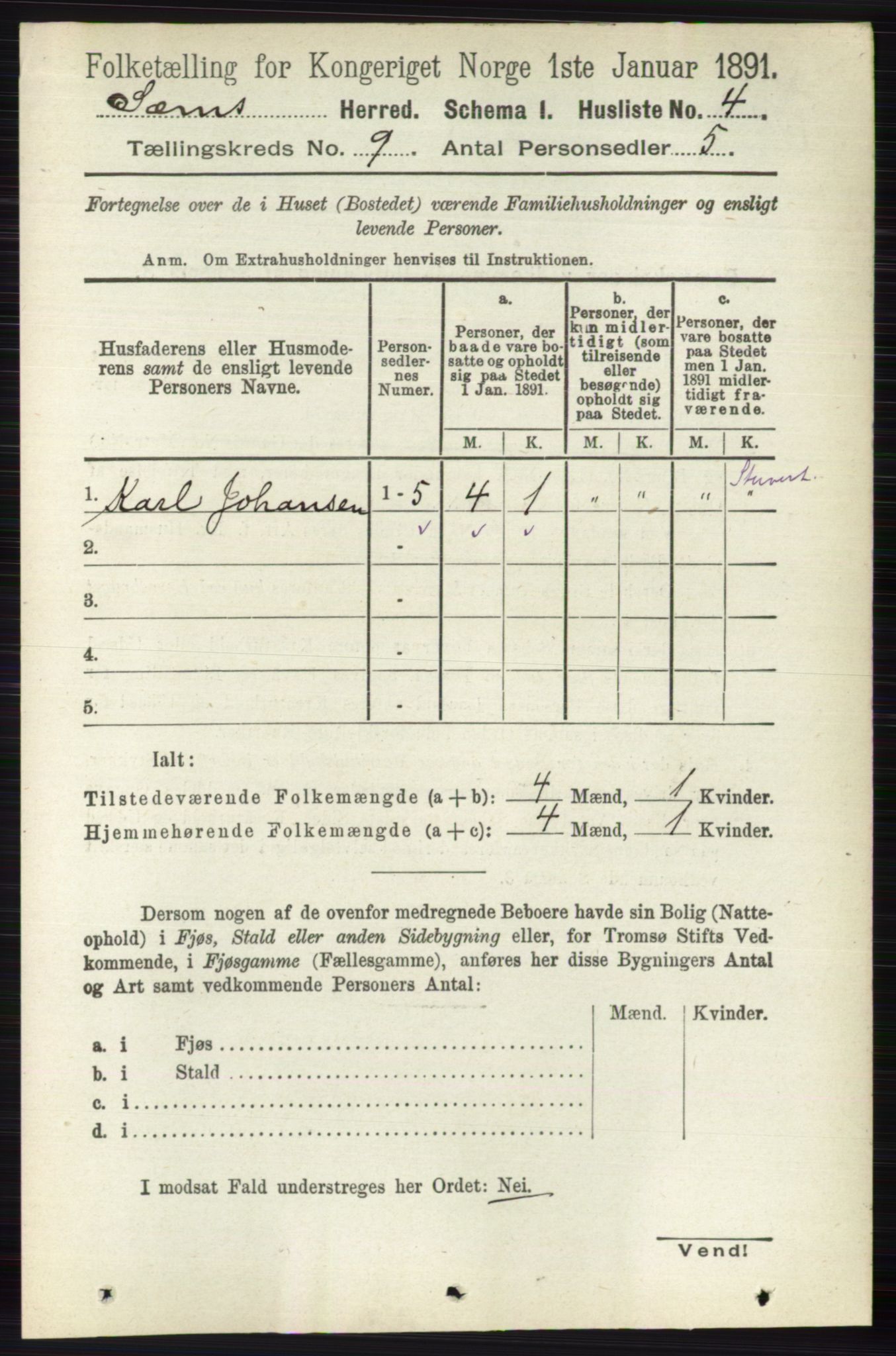 RA, Folketelling 1891 for 0721 Sem herred, 1891, s. 4158