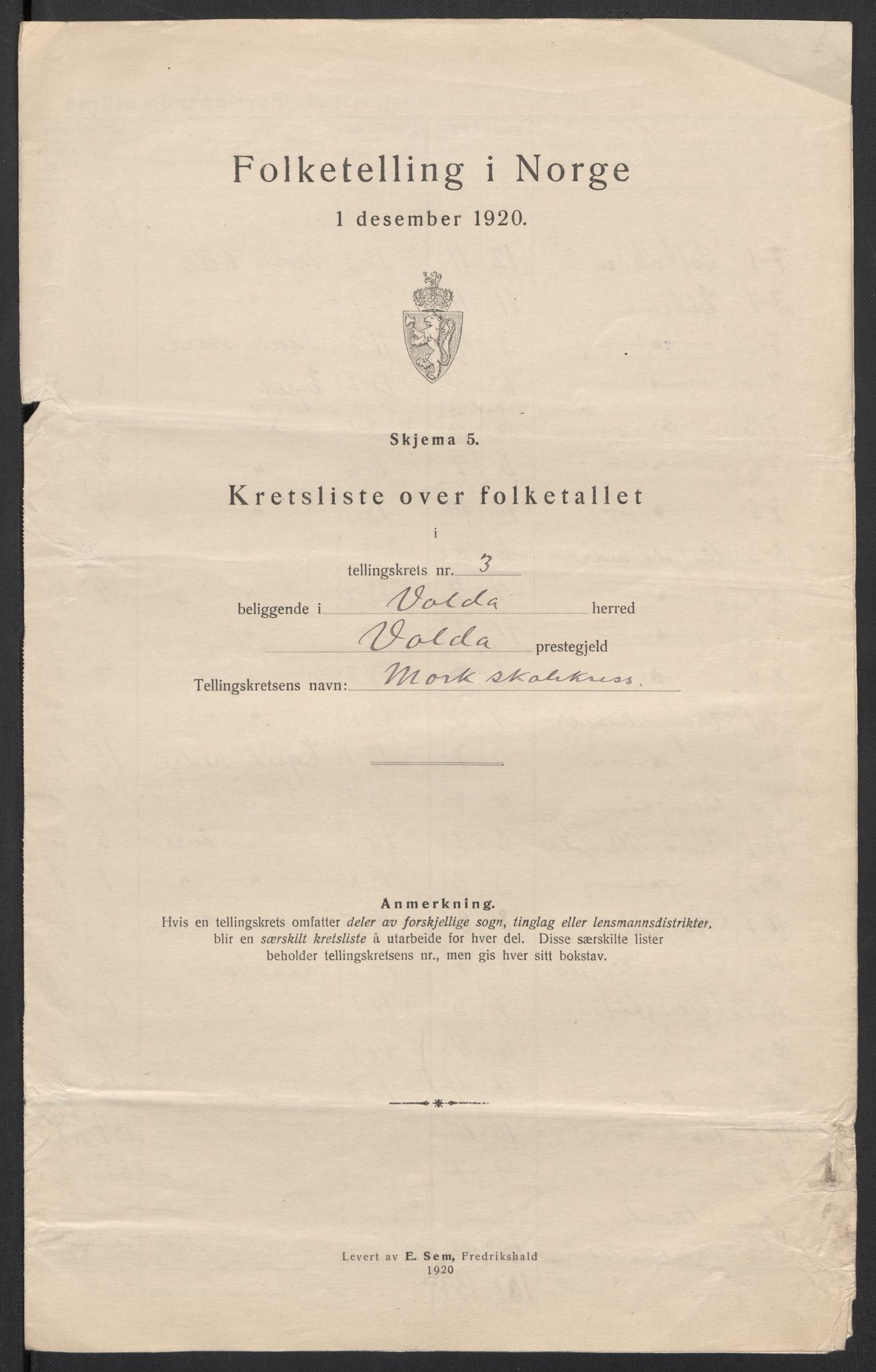 SAT, Folketelling 1920 for 1519 Volda herred, 1920, s. 12