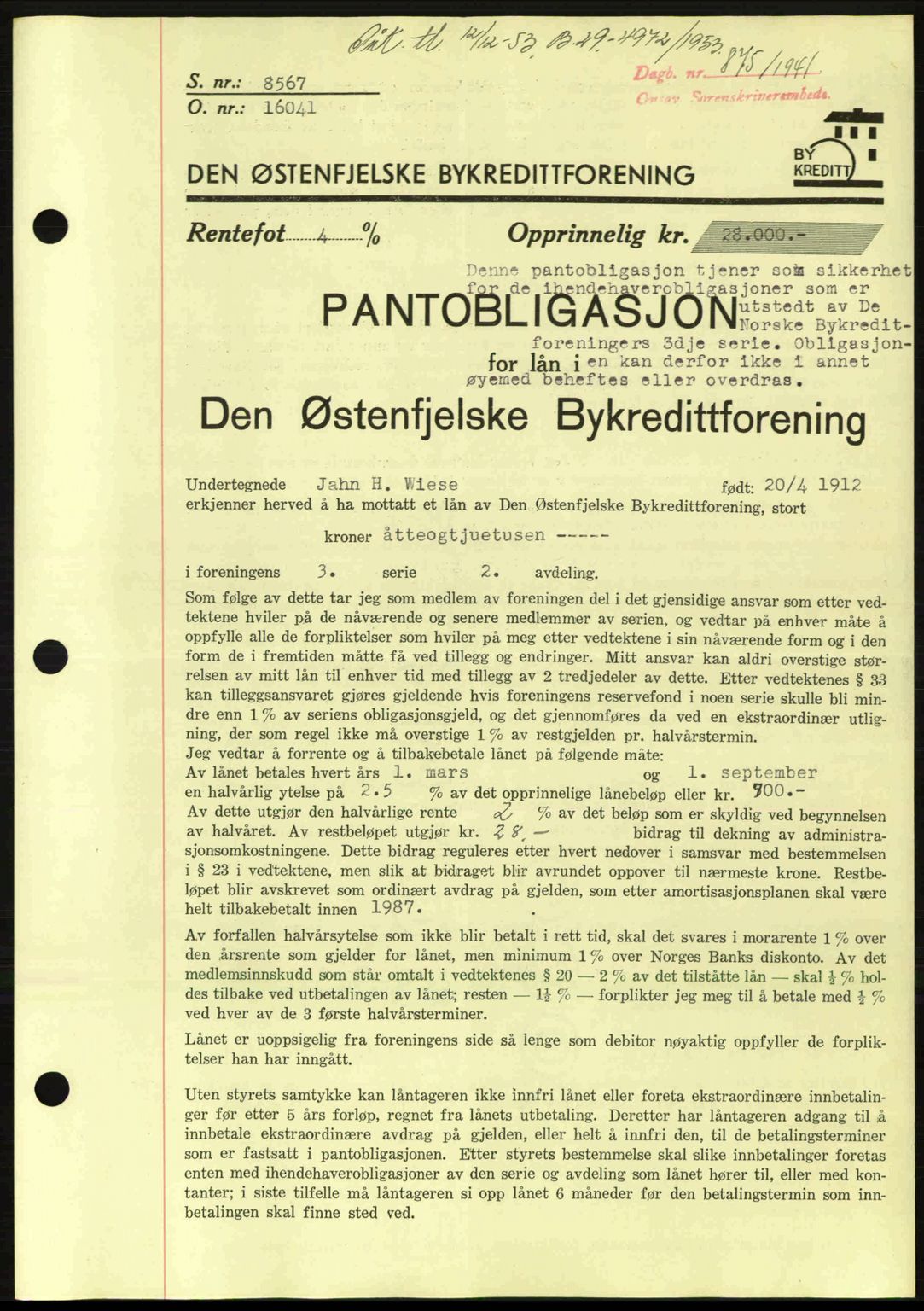 Onsøy sorenskriveri, SAO/A-10474/G/Ga/Gac/L0003: Pantebok nr. B3, 1940-1944, Dagboknr: 875/1941