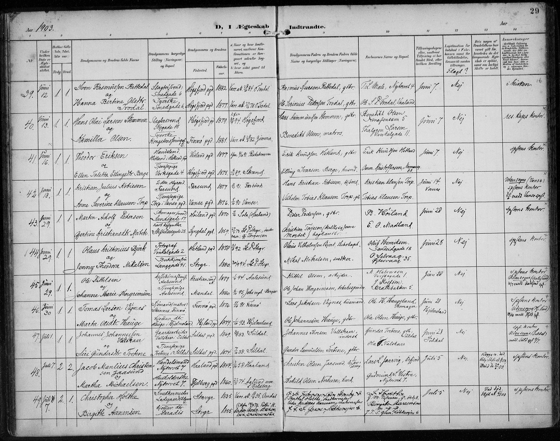 St. Petri sokneprestkontor, AV/SAST-A-101813/002/A/L0003: Ministerialbok nr. A 24, 1900-1921, s. 29