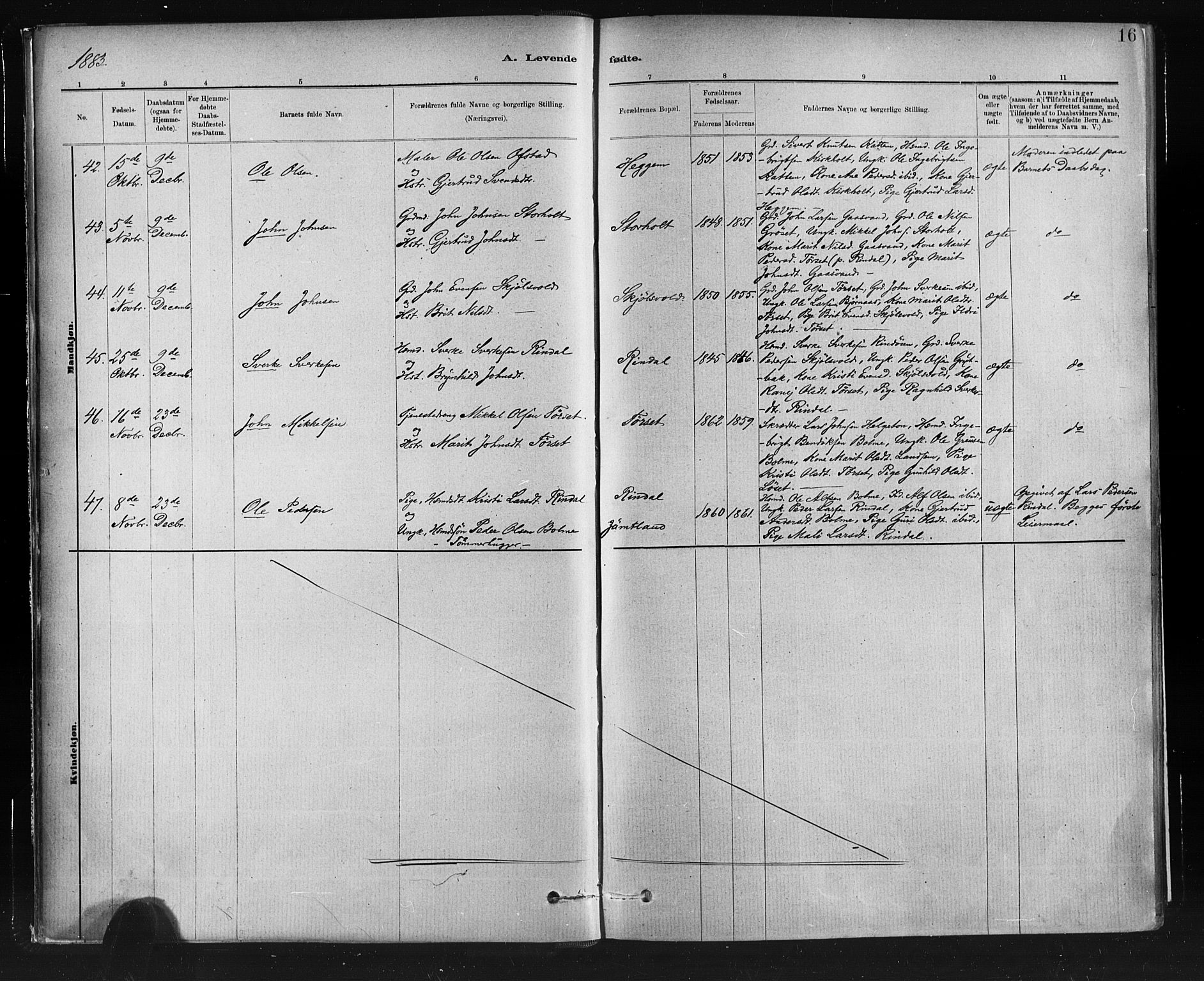 Ministerialprotokoller, klokkerbøker og fødselsregistre - Møre og Romsdal, AV/SAT-A-1454/598/L1069: Ministerialbok nr. 598A03, 1882-1895, s. 16