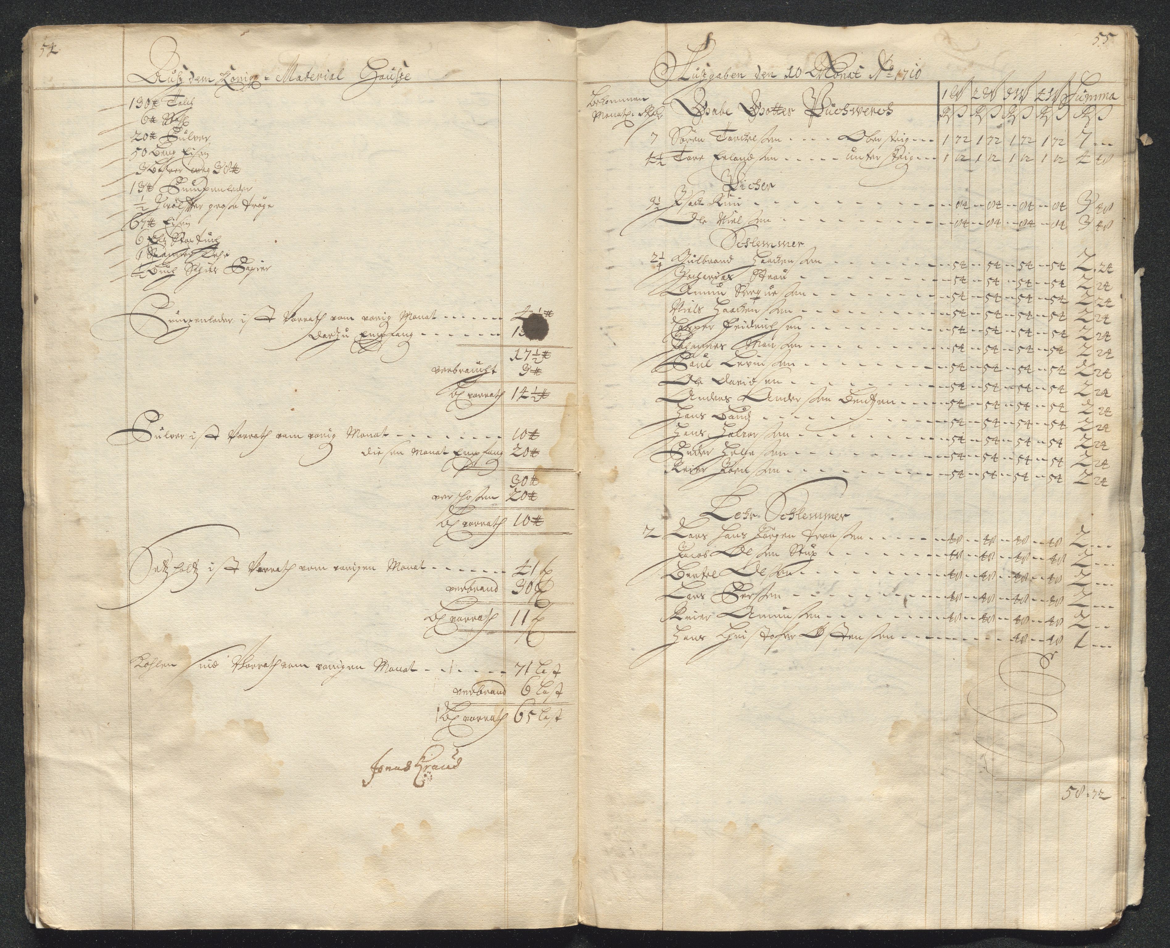 Kongsberg Sølvverk 1623-1816, AV/SAKO-EA-3135/001/D/Dc/Dcd/L0098: Utgiftsregnskap for gruver m.m. , 1710, s. 389