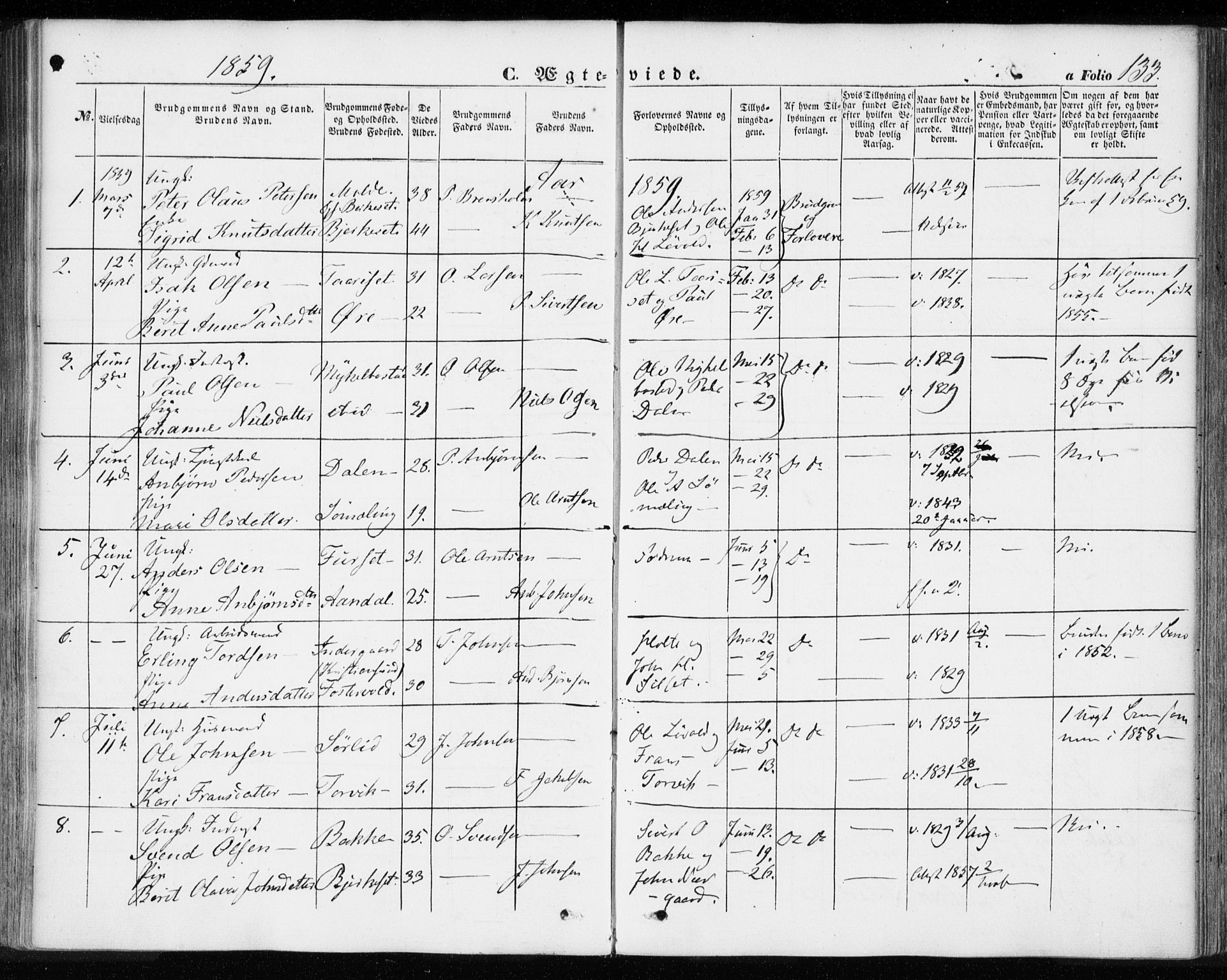 Ministerialprotokoller, klokkerbøker og fødselsregistre - Møre og Romsdal, AV/SAT-A-1454/584/L0965: Ministerialbok nr. 584A05, 1857-1868, s. 133