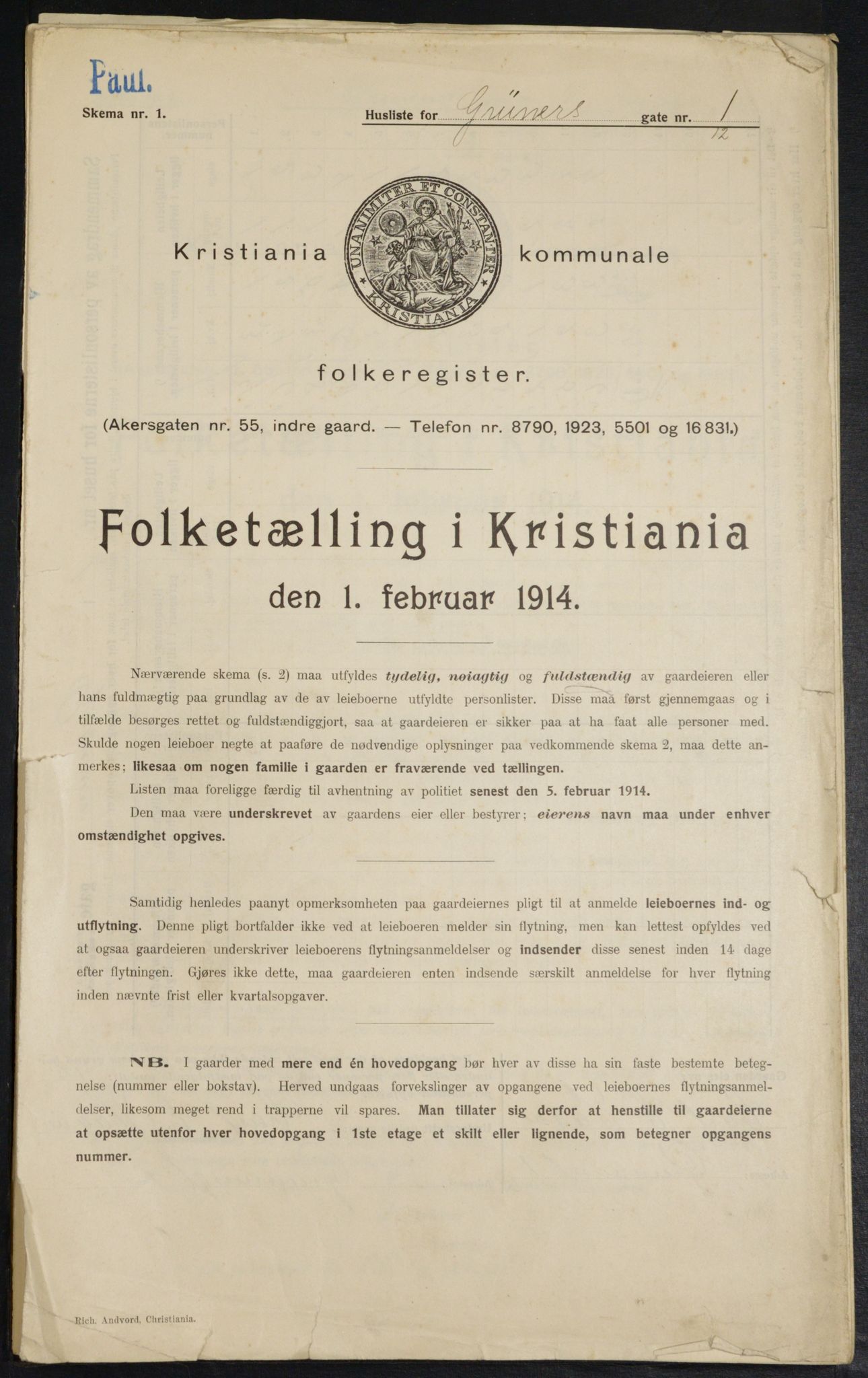 OBA, Kommunal folketelling 1.2.1914 for Kristiania, 1914, s. 30742