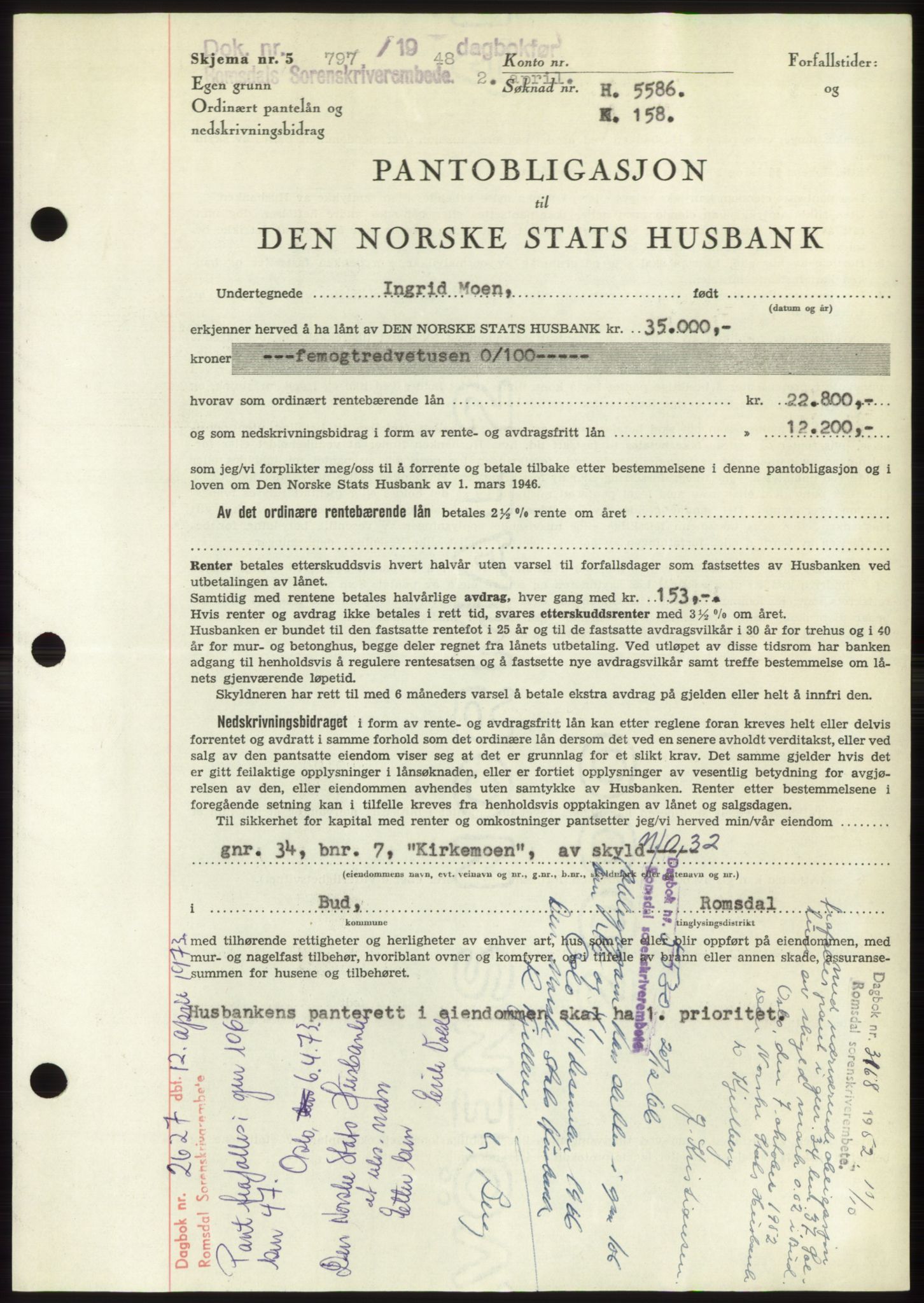 Romsdal sorenskriveri, SAT/A-4149/1/2/2C: Pantebok nr. B3, 1946-1948, Dagboknr: 797/1948
