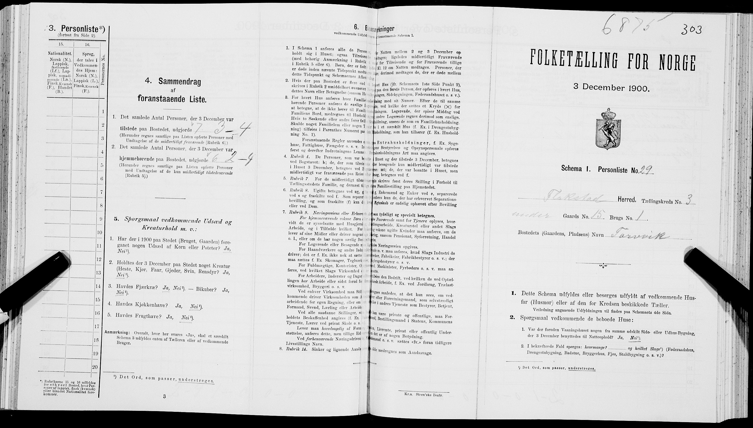 SAT, Folketelling 1900 for 1859 Flakstad herred, 1900, s. 323