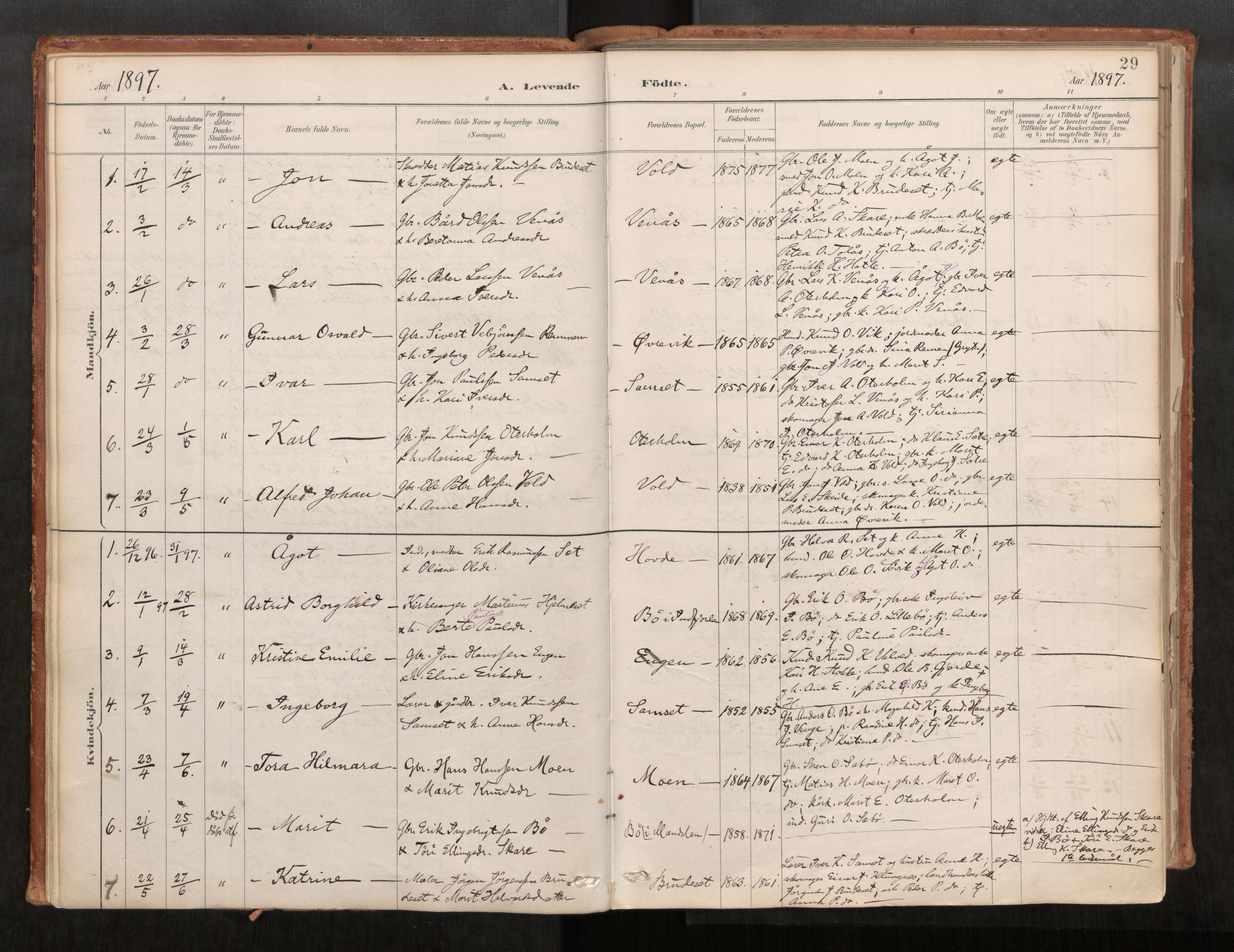 Ministerialprotokoller, klokkerbøker og fødselsregistre - Møre og Romsdal, AV/SAT-A-1454/543/L0568: Ministerialbok nr. 543A03, 1885-1915, s. 29