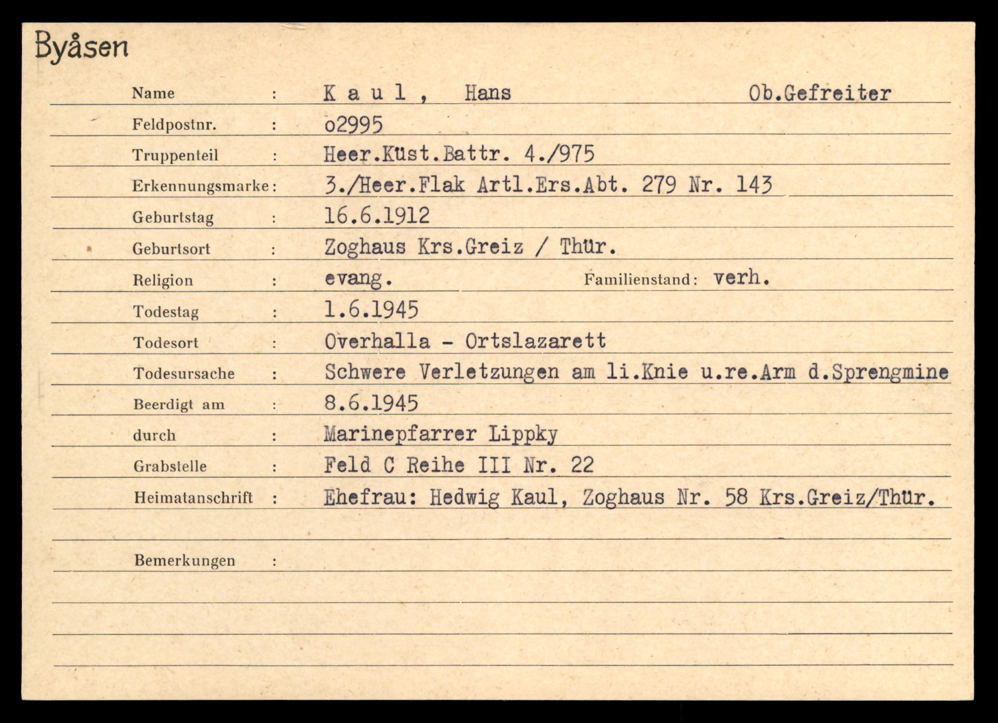 Distriktskontoret for krigsgraver, AV/SAT-A-5030/E/L0004: Kasett/kartotek over tysk Krigskirkegård på Byåsen, 1945, s. 831