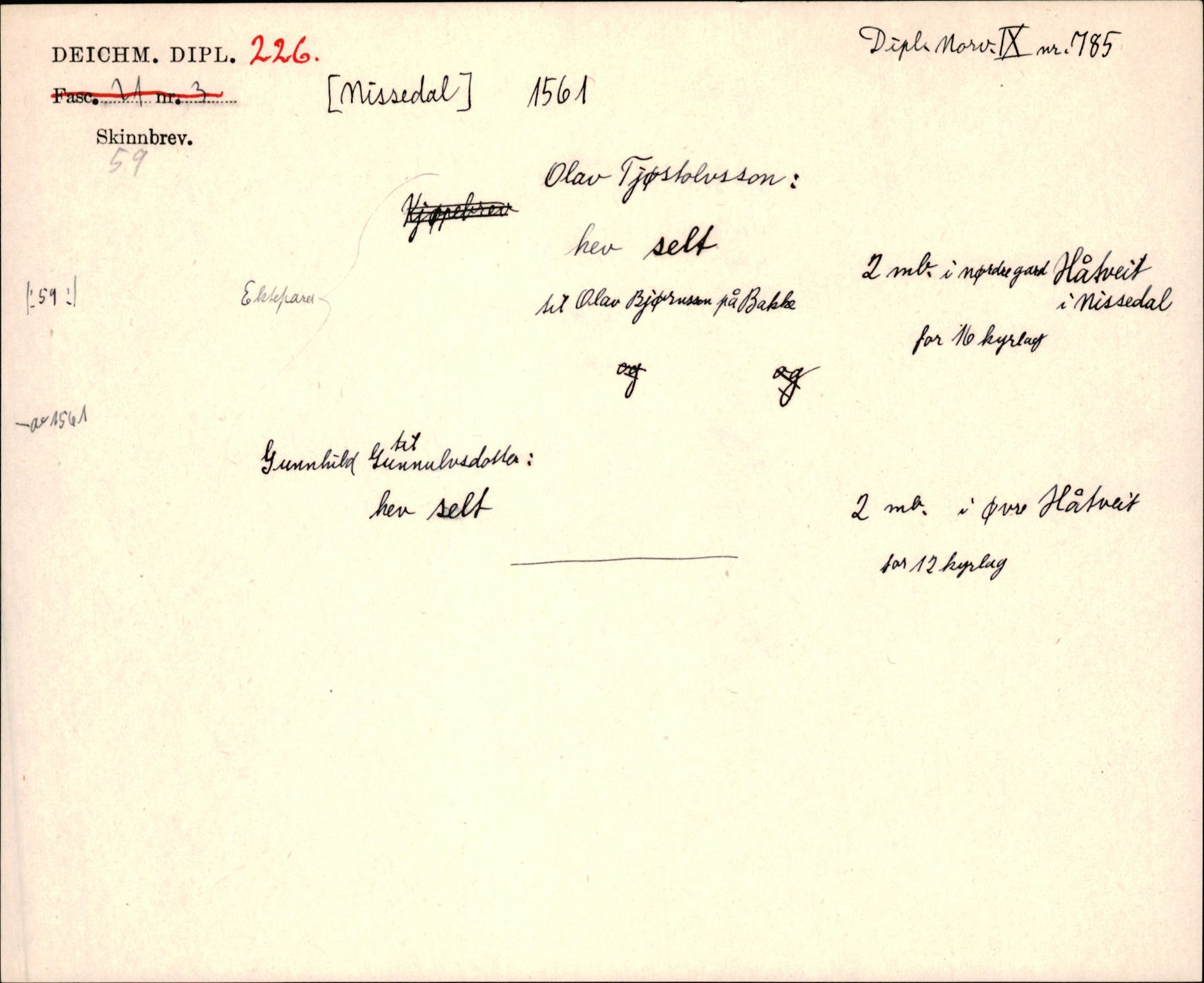 Riksarkivets diplomsamling, AV/RA-EA-5965/F35/F35j/L0001: Regestsedler: Deichmanske diplomer nr. 1-450, s. 467