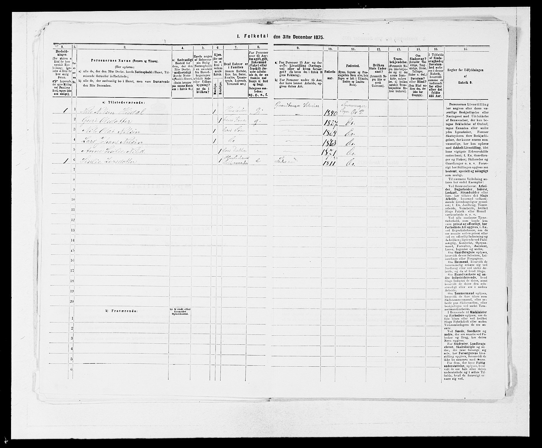 SAB, Folketelling 1875 for 1243P Os prestegjeld, 1875, s. 757