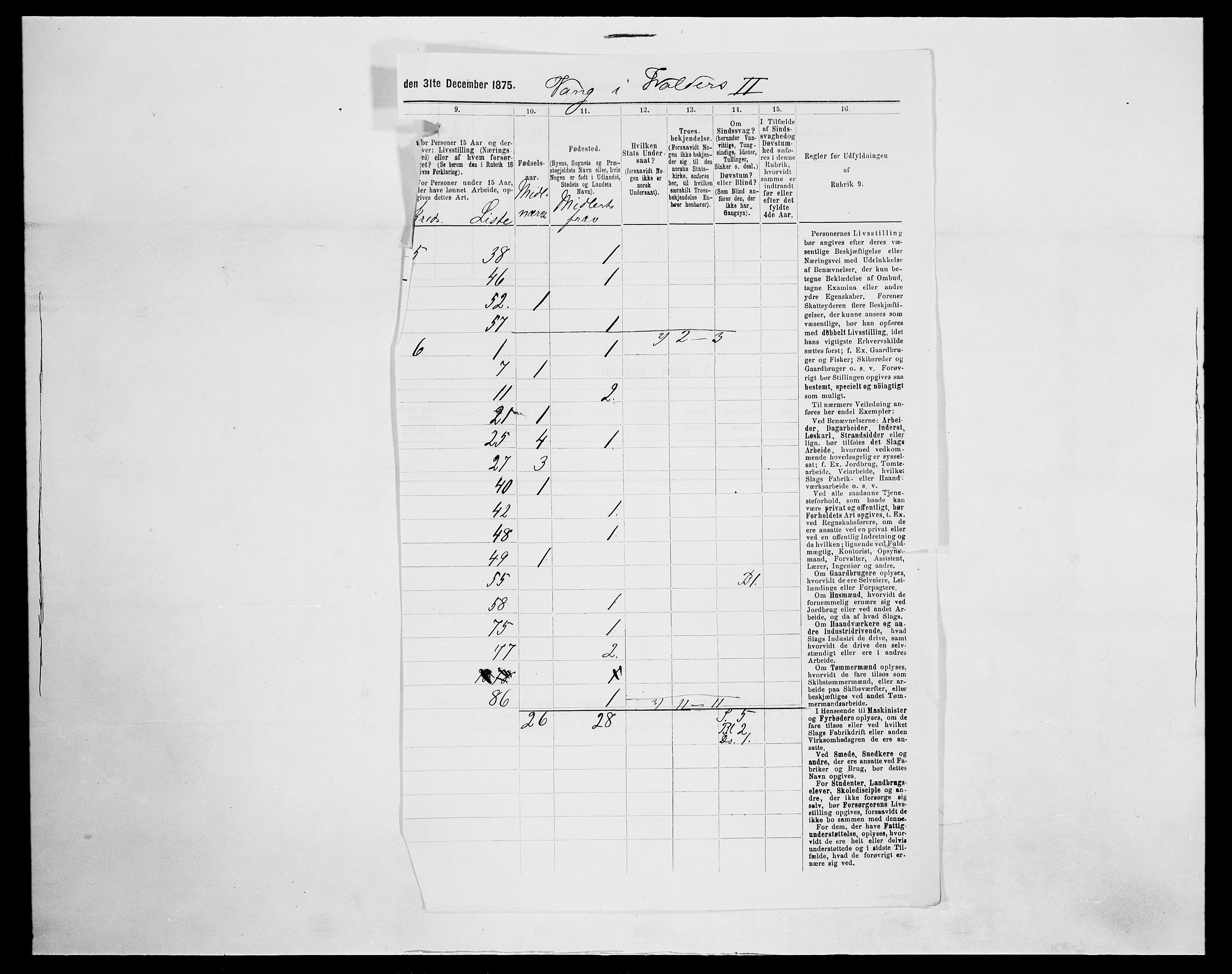 SAH, Folketelling 1875 for 0545P Vang prestegjeld, 1875, s. 10