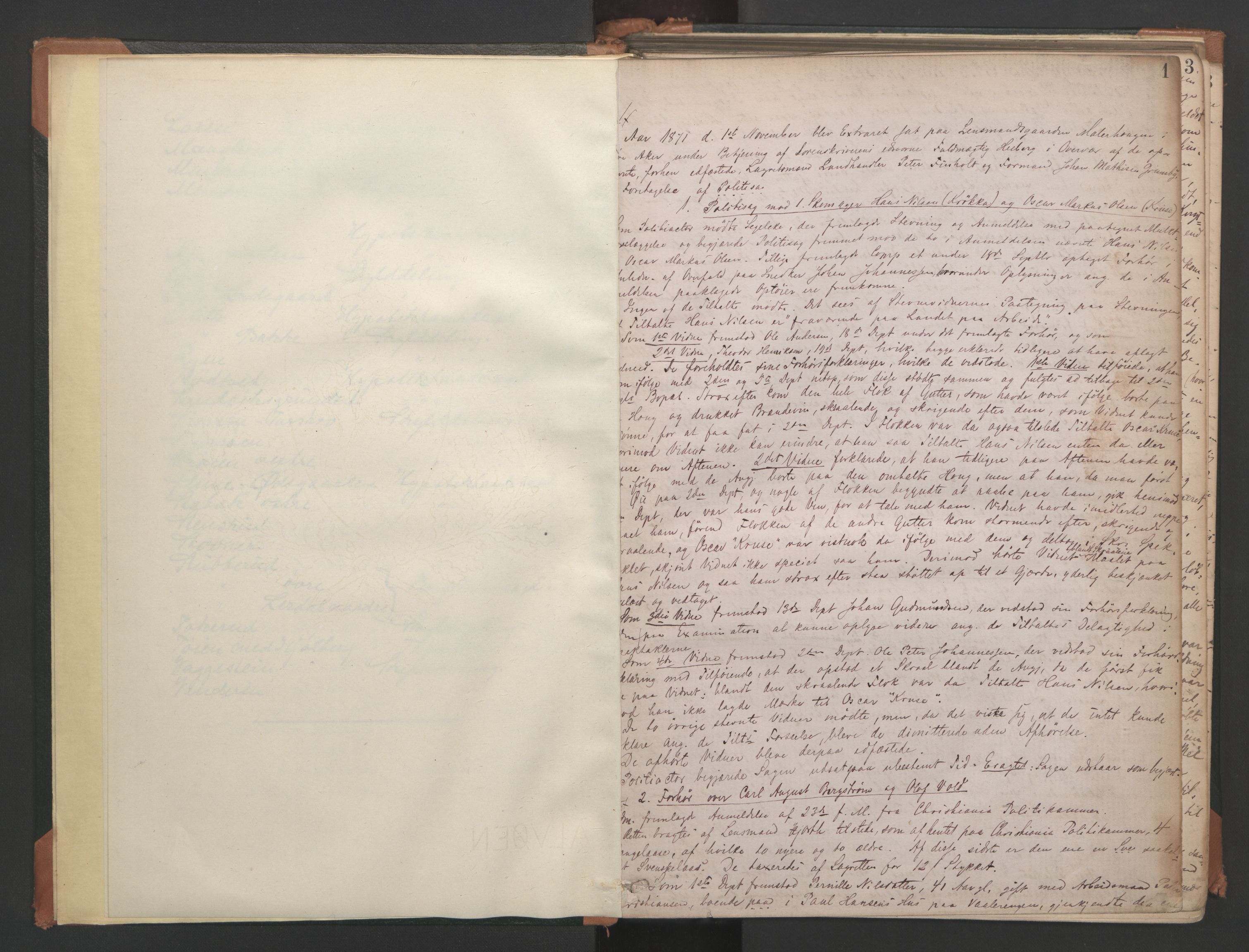 Aker sorenskriveri, AV/SAO-A-10895/F/Fc/Fcb/L0040: Ekstrarettsprotokoll, 1871-1874, s. 0-1