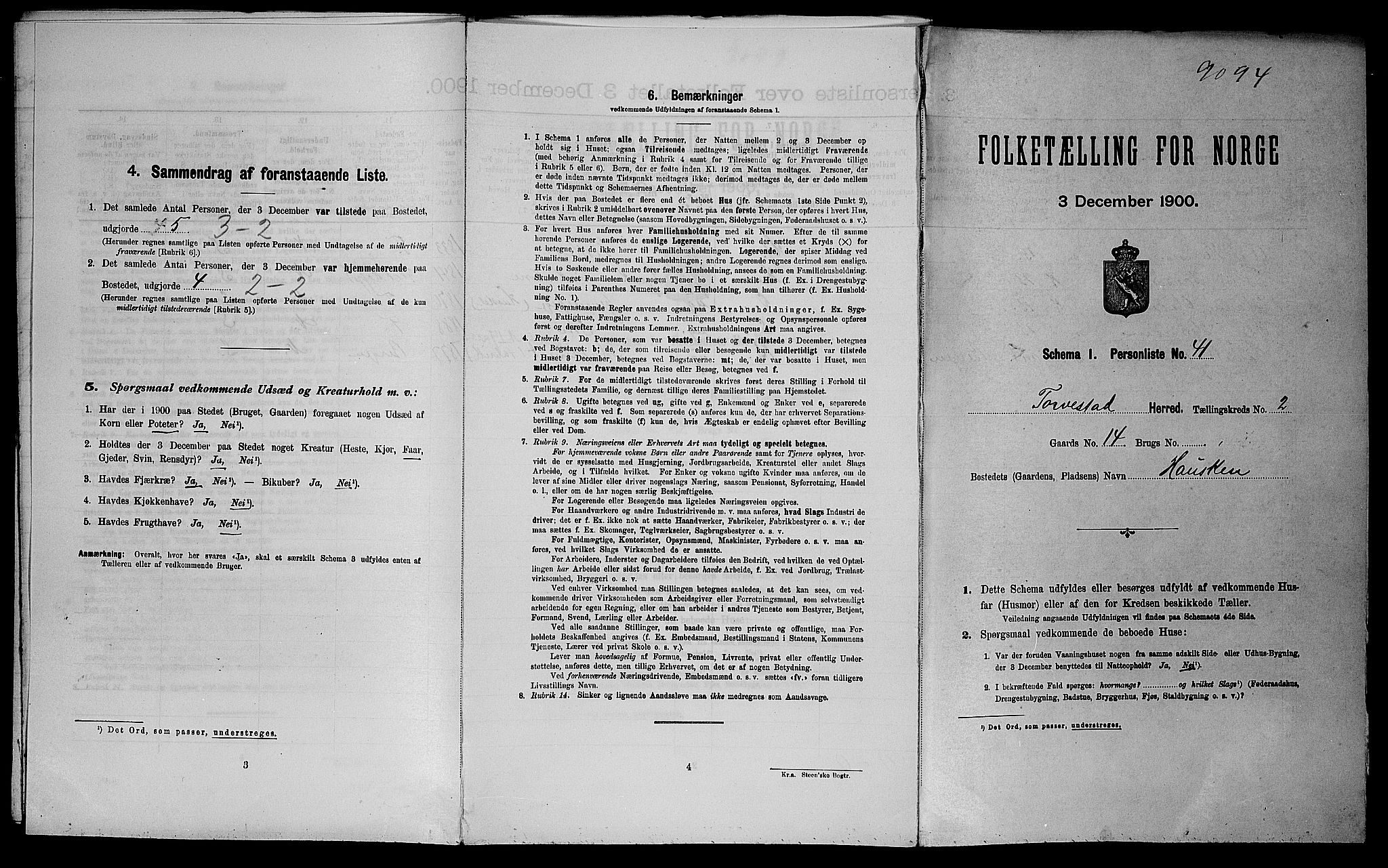 SAST, Folketelling 1900 for 1152 Torvastad herred, 1900, s. 323