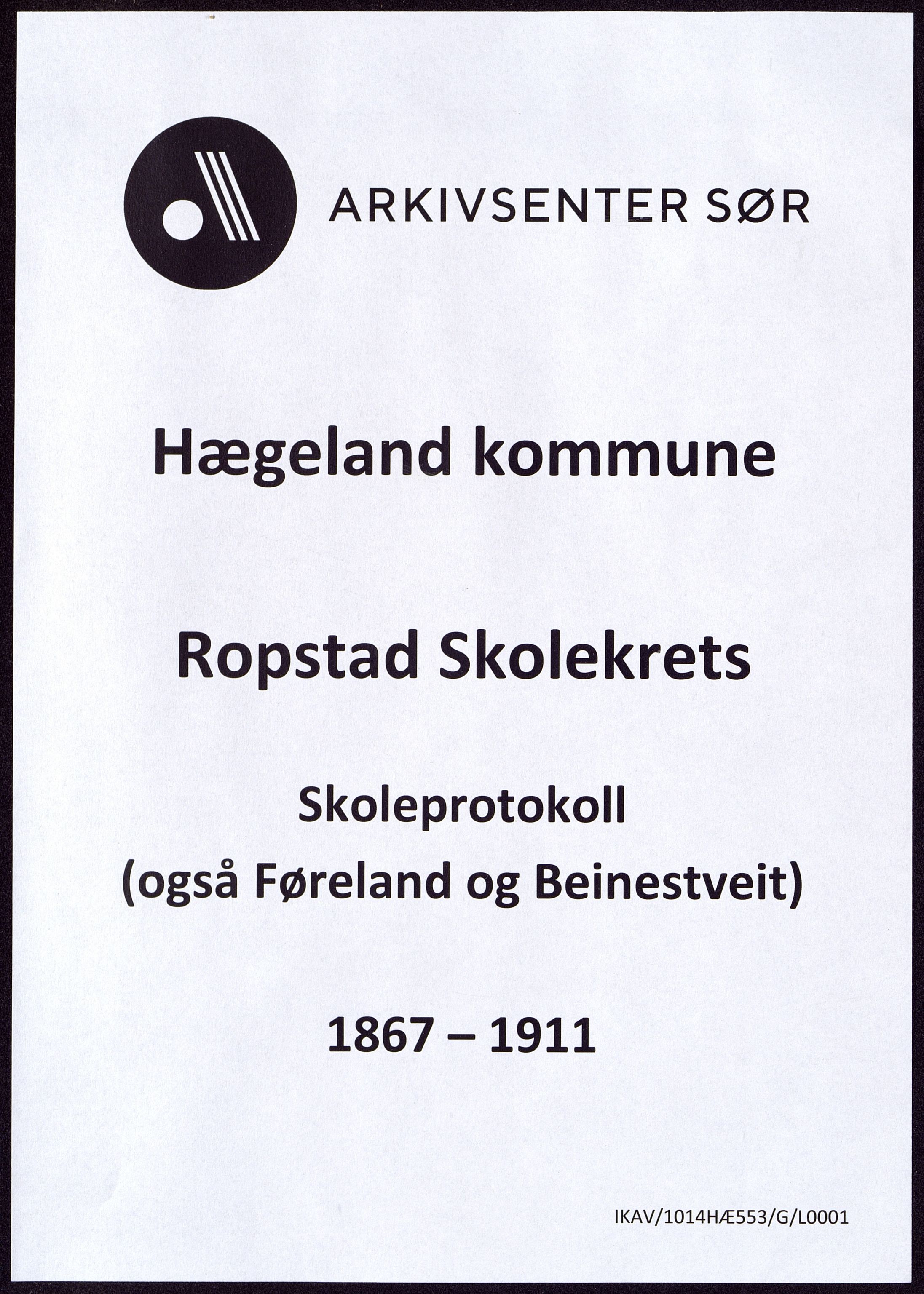 Hægeland kommune - Ropstad Skolekrets, ARKSOR/1014HÆ553/G/L0001: Skoleprotokoll, 1862-1899