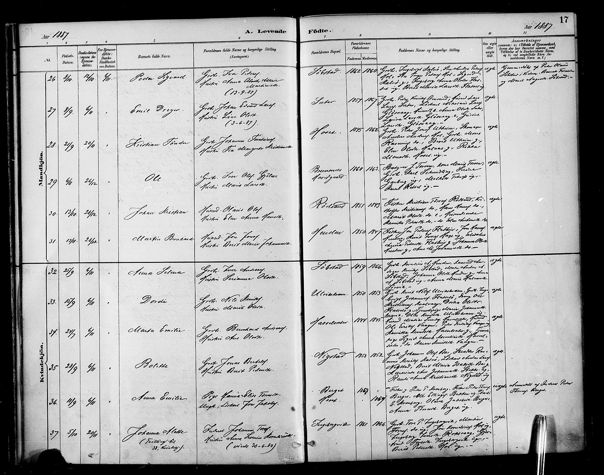 Ministerialprotokoller, klokkerbøker og fødselsregistre - Møre og Romsdal, AV/SAT-A-1454/569/L0819: Ministerialbok nr. 569A05, 1885-1899, s. 17