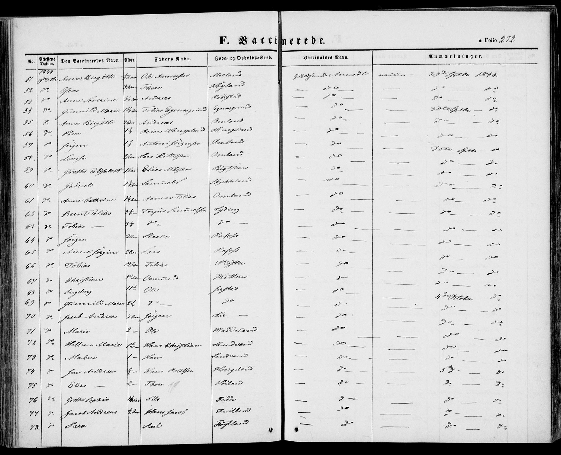 Kvinesdal sokneprestkontor, AV/SAK-1111-0026/F/Fa/Fab/L0005: Ministerialbok nr. A 5, 1844-1857, s. 272