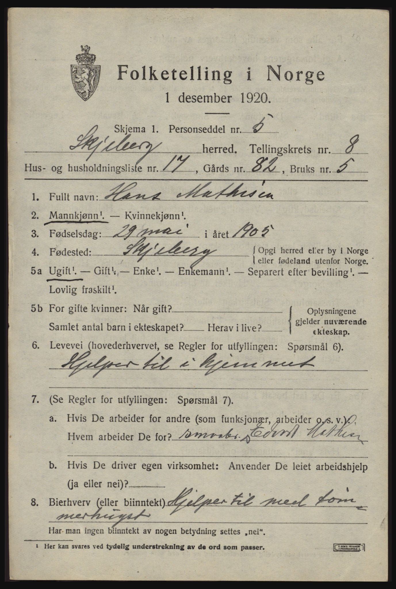 SAO, Folketelling 1920 for 0115 Skjeberg herred, 1920, s. 8077