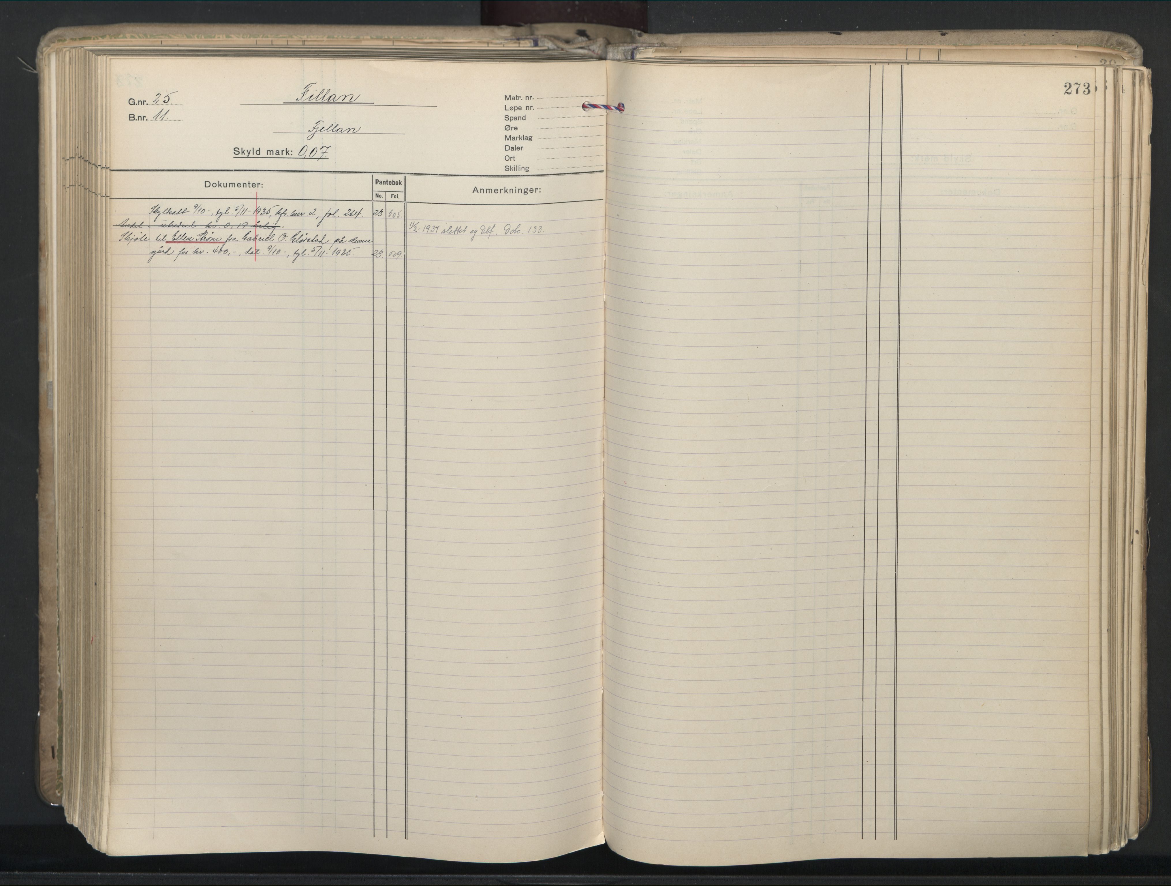 Hitra sorenskriveri, AV/SAT-A-0018/2/2A/L0016: Panteregister nr. 16, s. 273